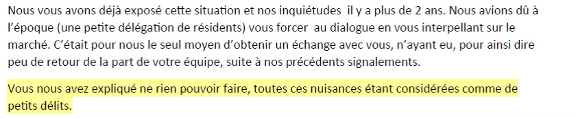 Image et extrait de la lettre adressée au maire en juin 2024