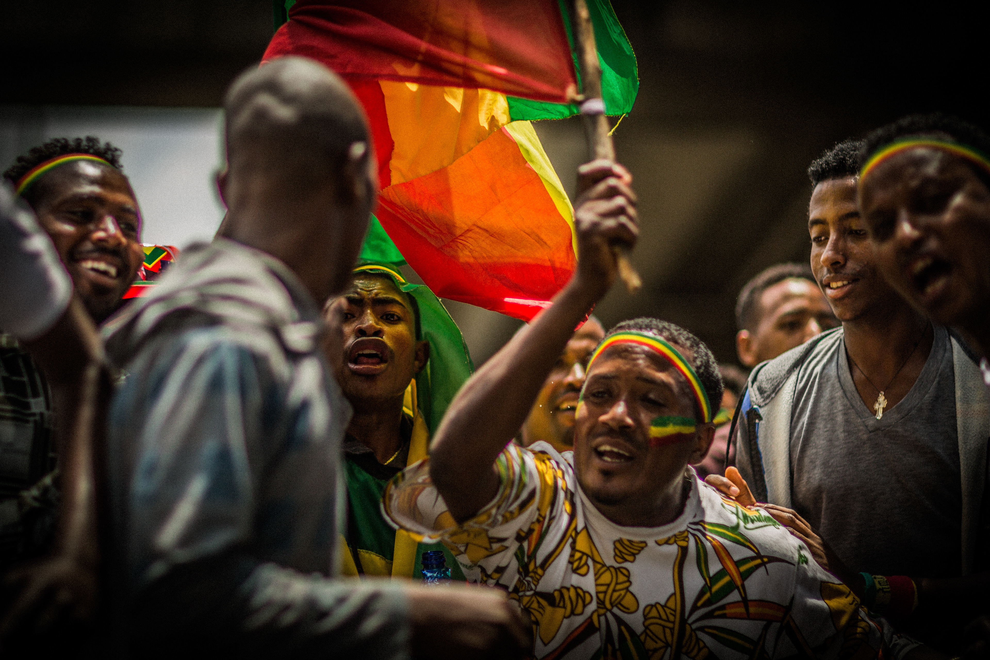 Celebrations for the return of exiled party, Ginbot 7, after Prime Minister Abiy Ahmed came to power (2017).