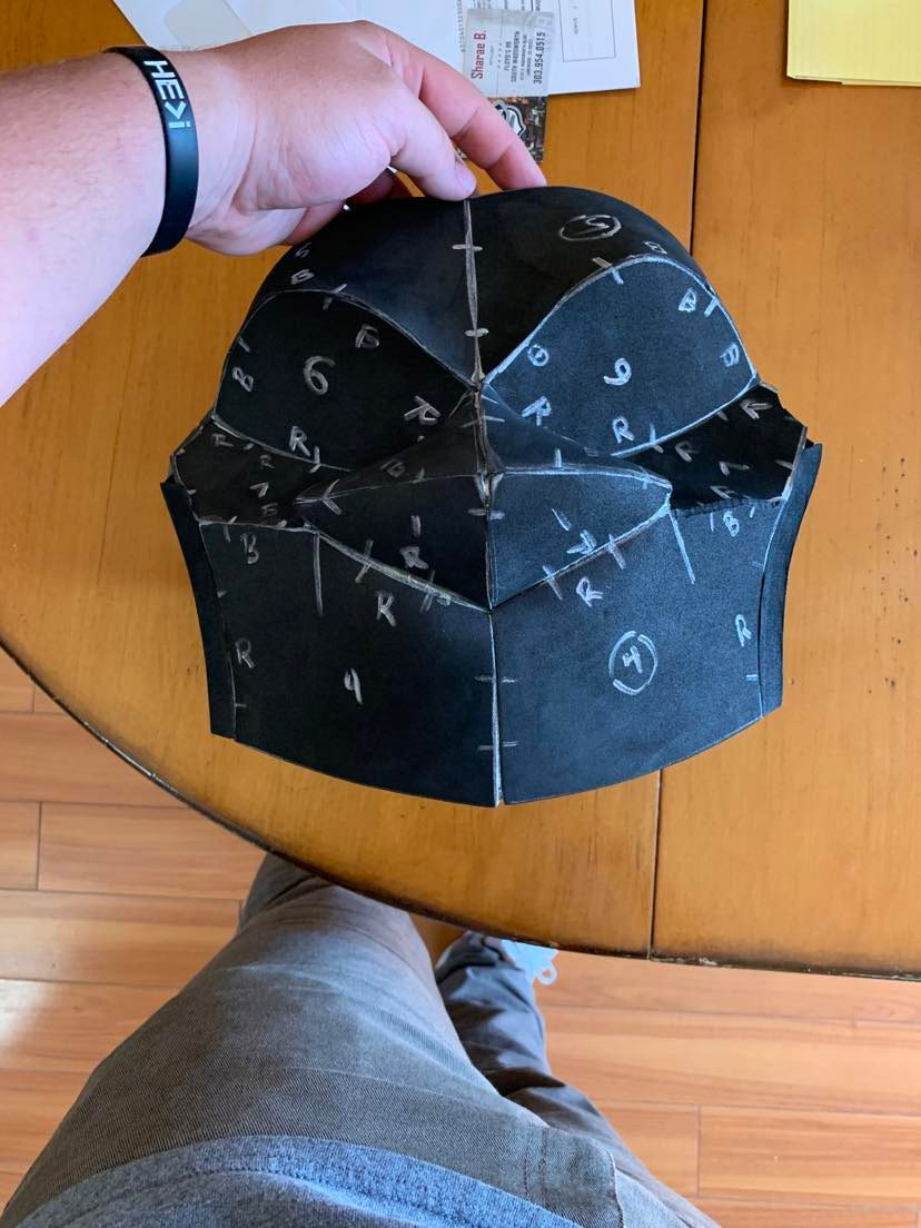 Foam assembly of mask patterned from Beast doll
