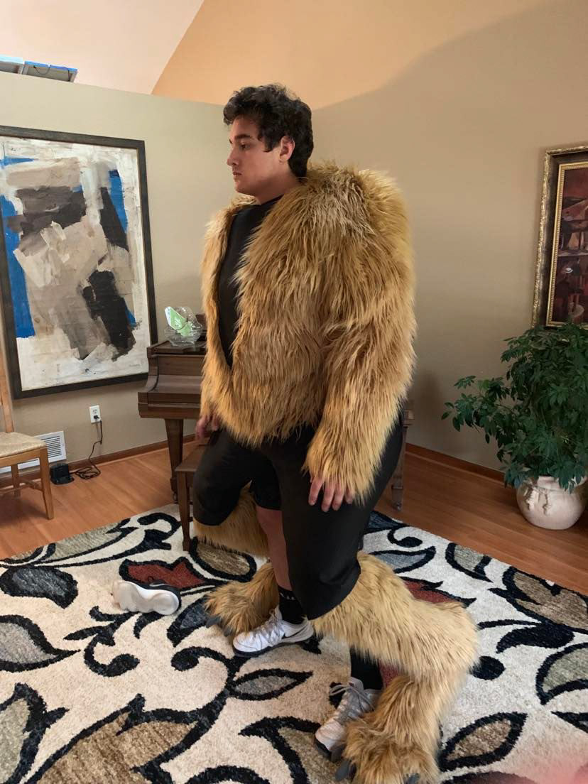 Test fit of full fur suit