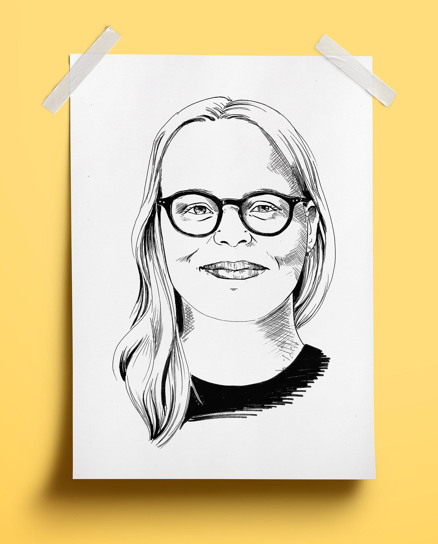 Porträtt av Disa Celén, illustrerat av Ebba Åslin