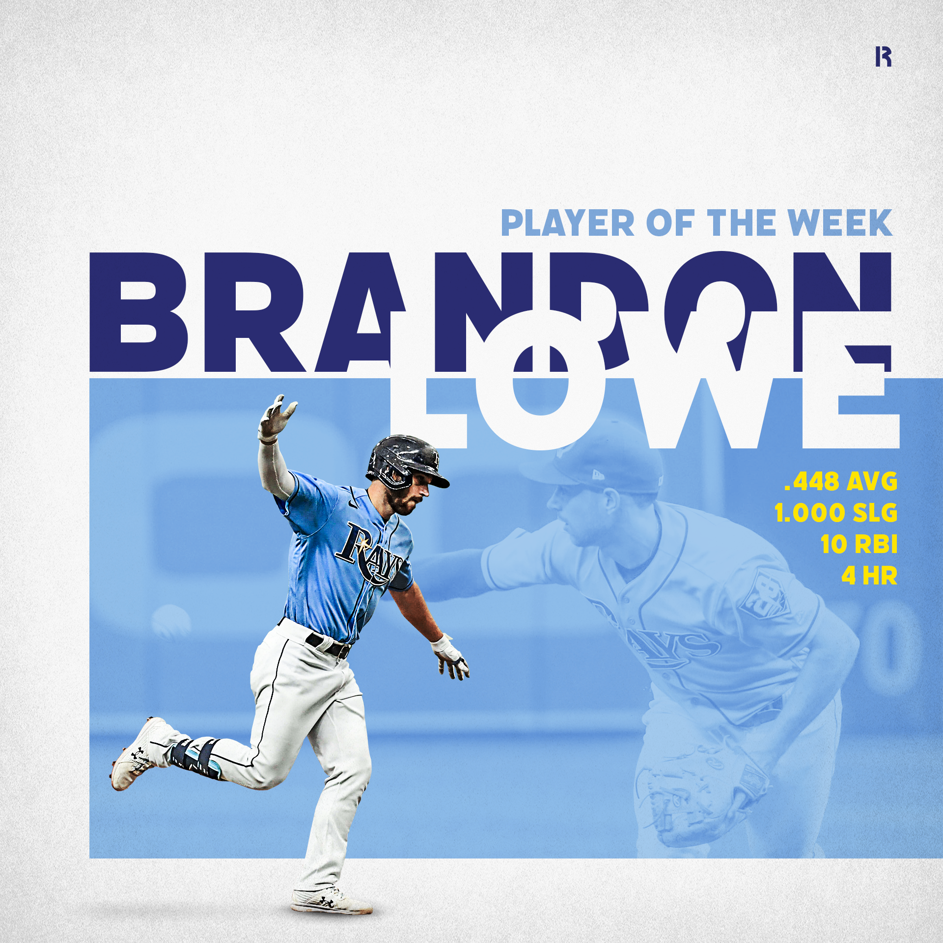 Brandon Lowe of the Tampa Bay Rays is awarded player of the week.
