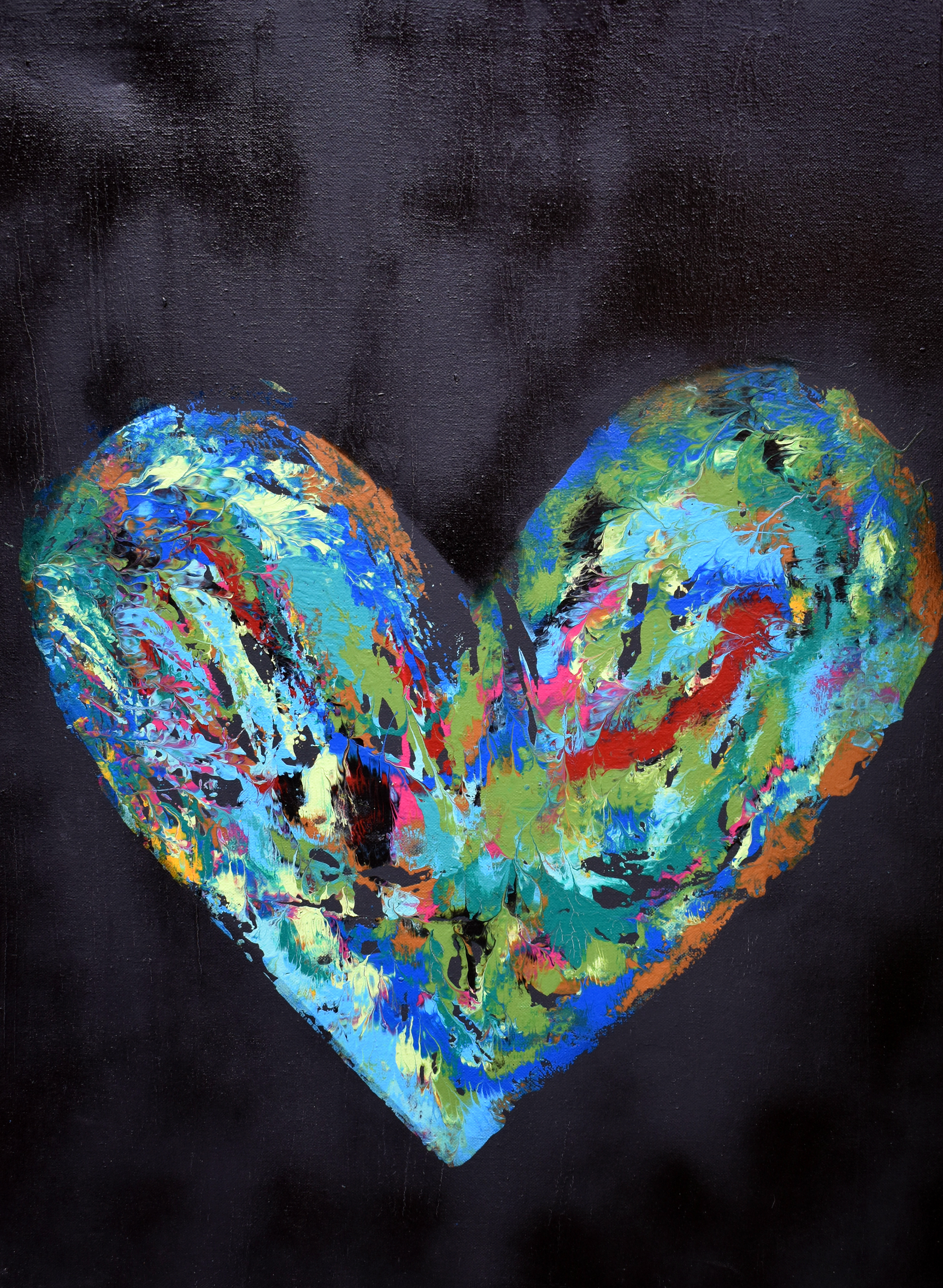 CORAZÓN SALIENDO DEL NEGRO 100 X 80 CMS
