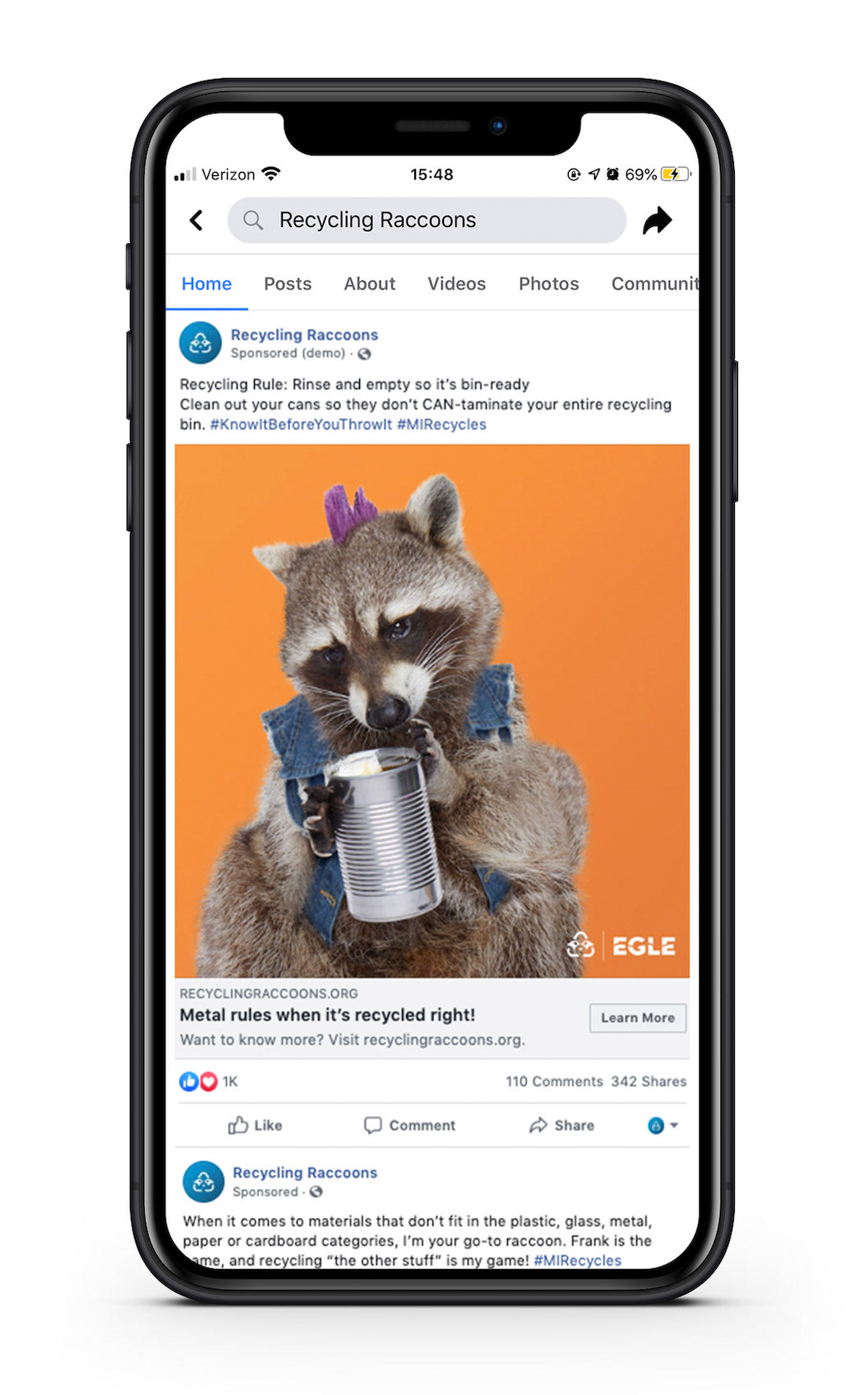 Still from animated paid social ad focused on metal