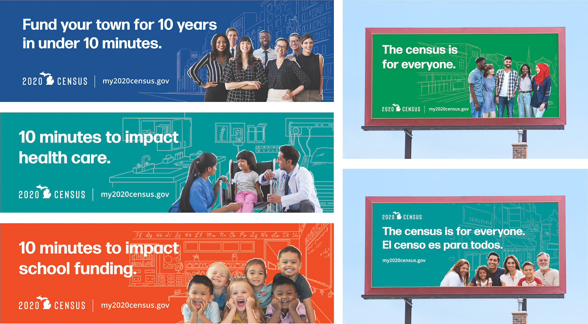 Dozens of billboards were created with specific messaging and imagery to appeal to hard-to-reach audiences throughout the state