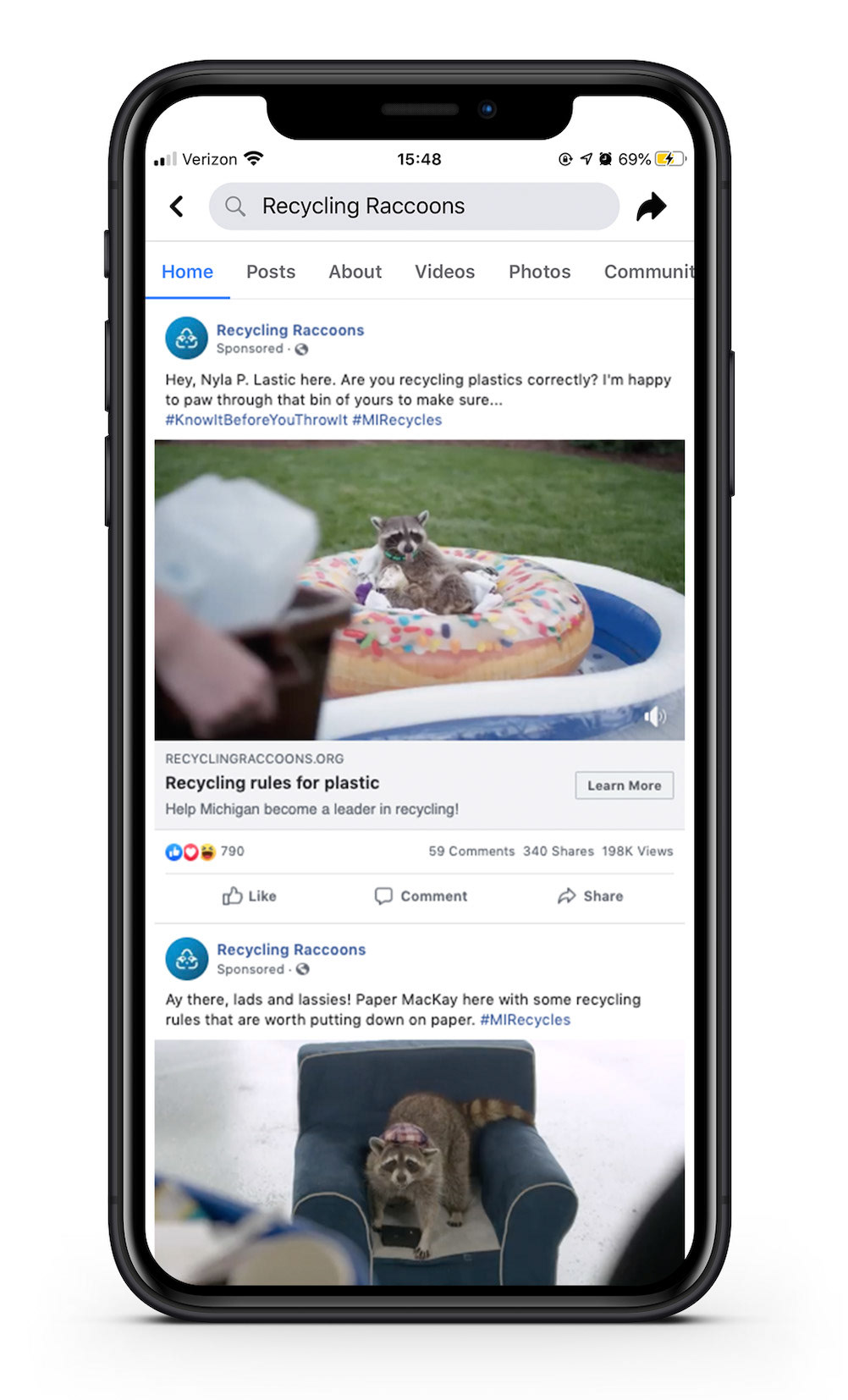 Still from organic social video post focused on plastic