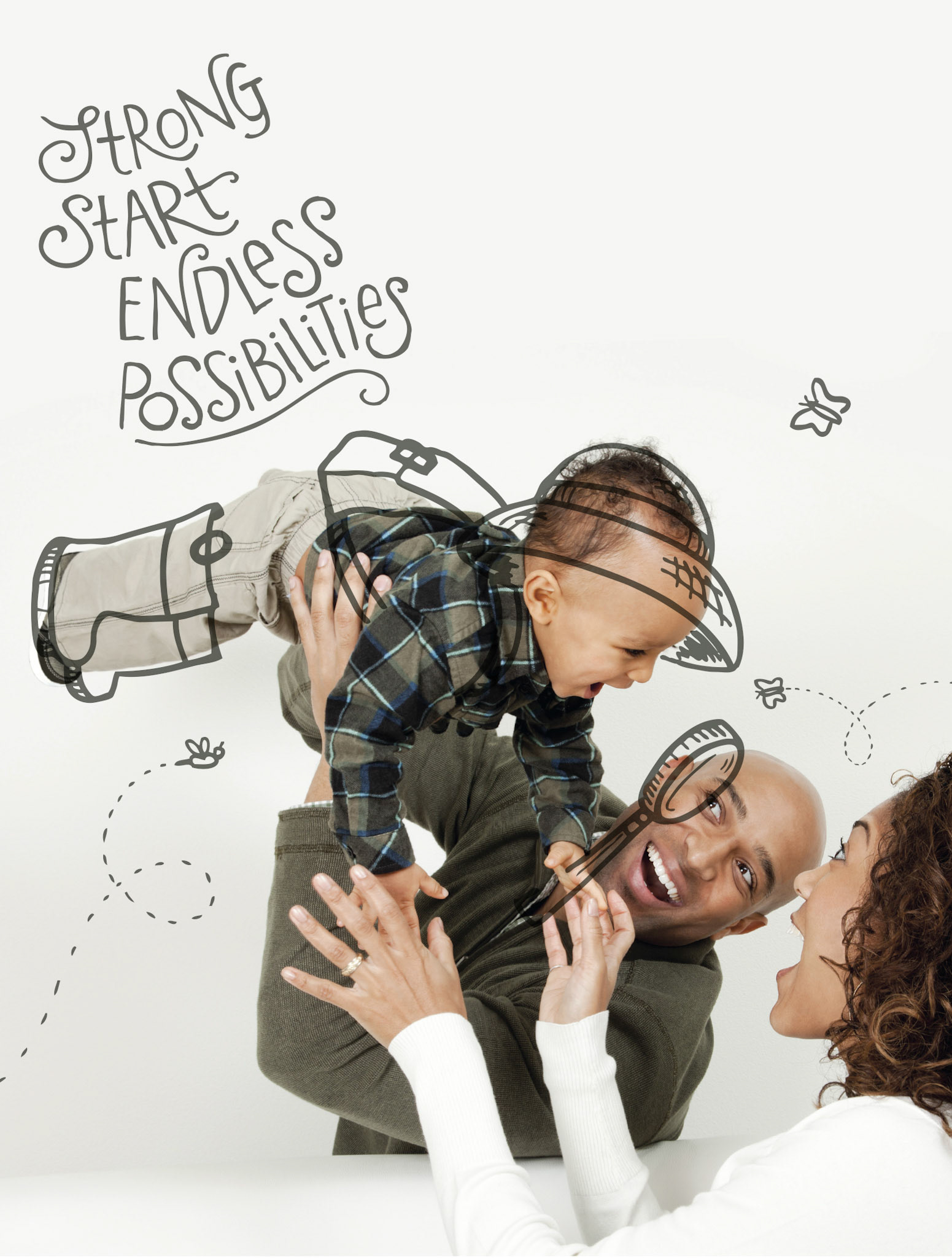 Campaign images were created by adding illustration to stock photography