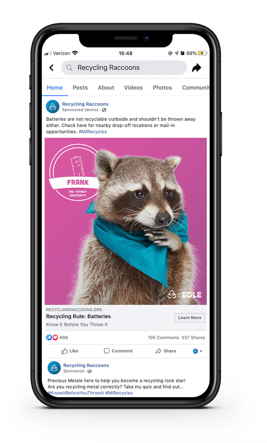 Still from animated paid social ad focused on “other’ materials
