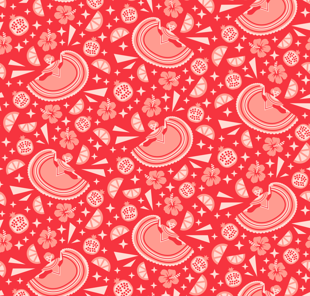 ¡Viva! - Pantone 032 - Hibiscus, lime, mandarin, and a hint of pomegranate.