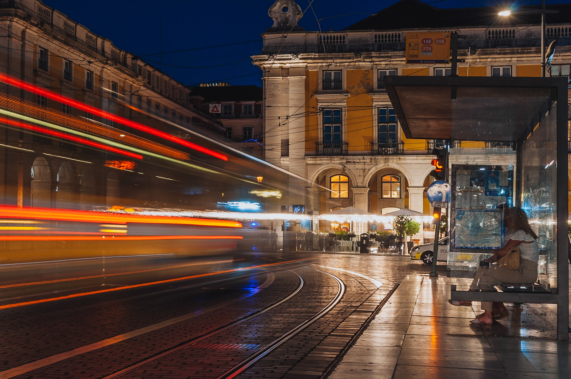 Evening car trails in Lisbon, Portugal. Photo taken by Dean Shu.