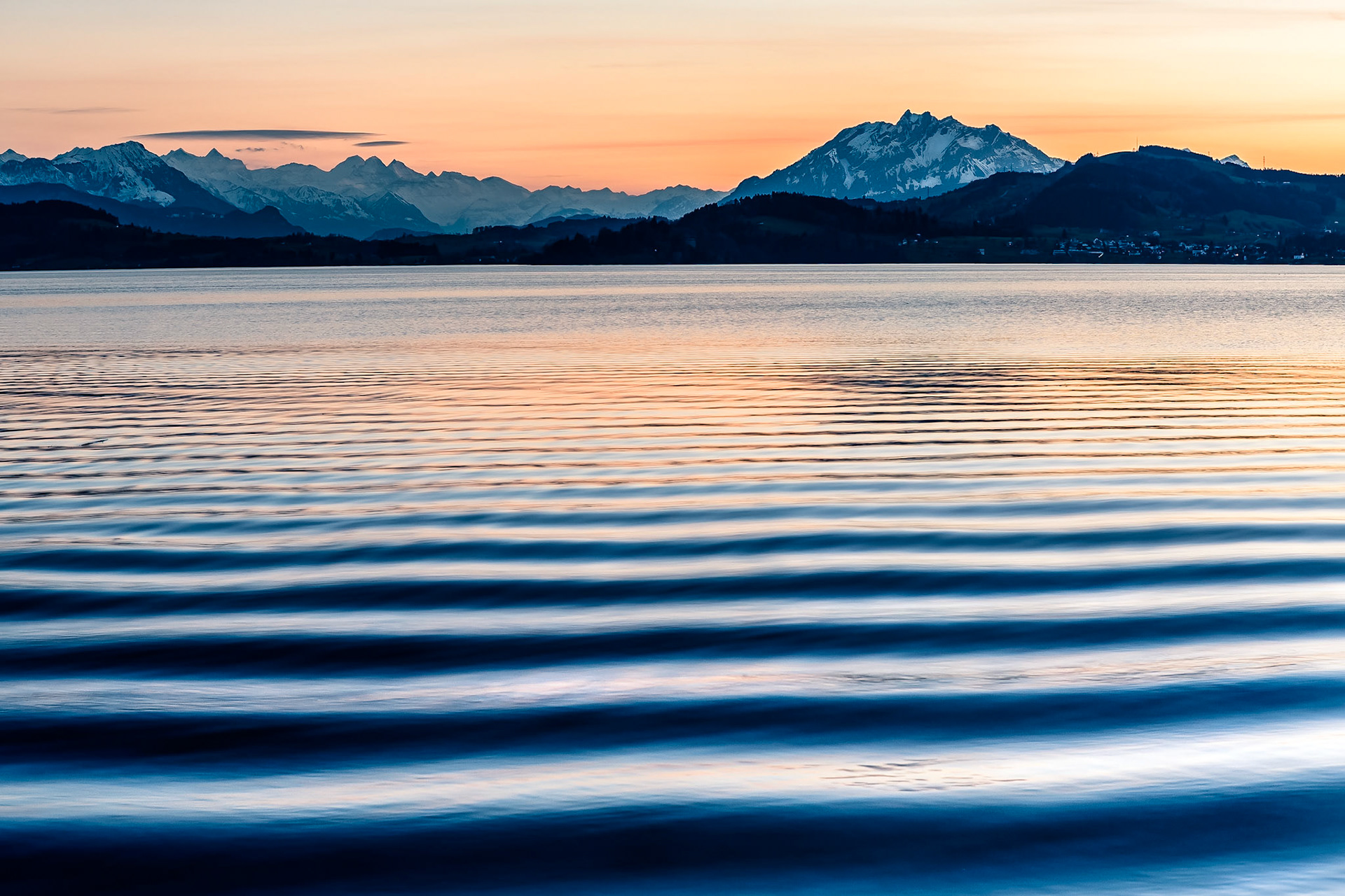 Sunset at lake of Zug