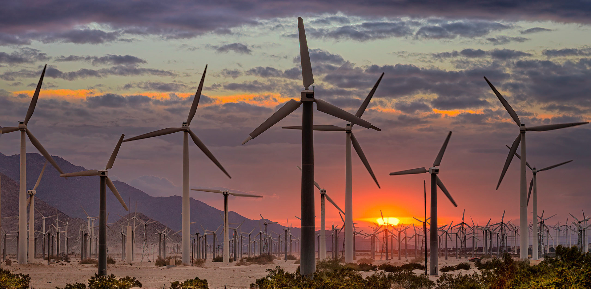 Windfarm Sunset Palm Springs, California