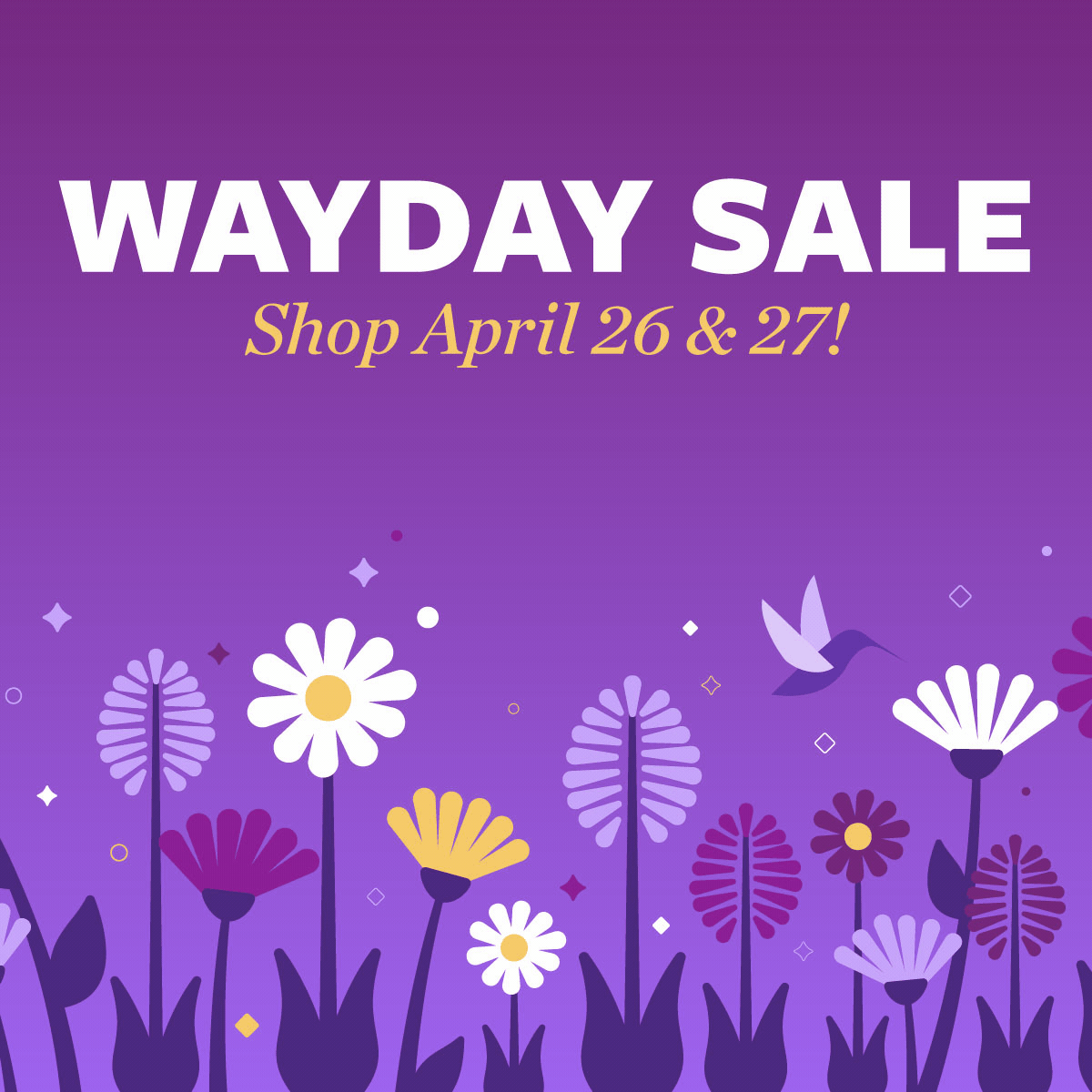 Gif for Wayday Sale promotion on Birdsandblooms.com. Manipulated artwork from Getty Images.