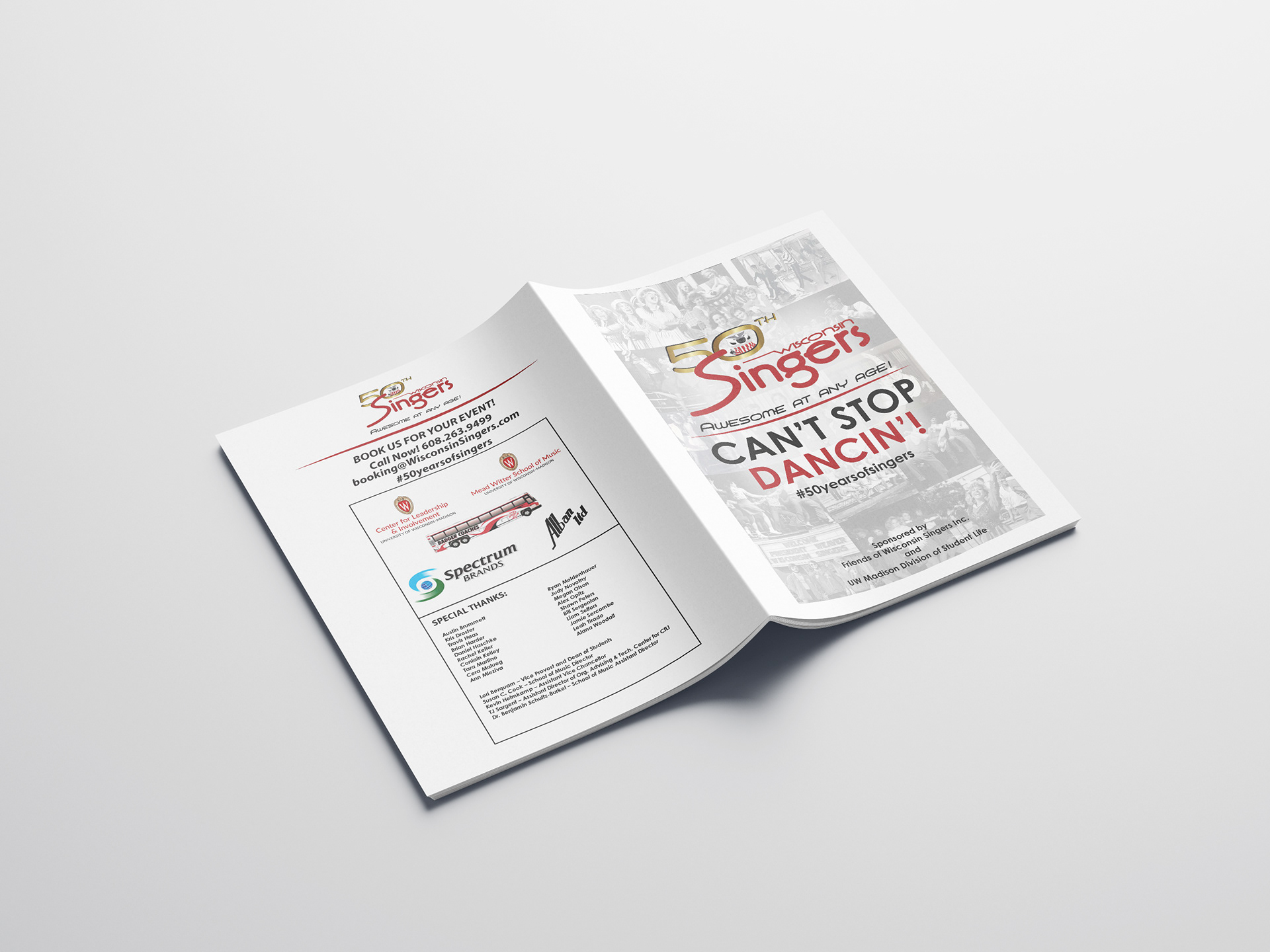 Program for the Wisconsin Singers 50th Anniversary Show