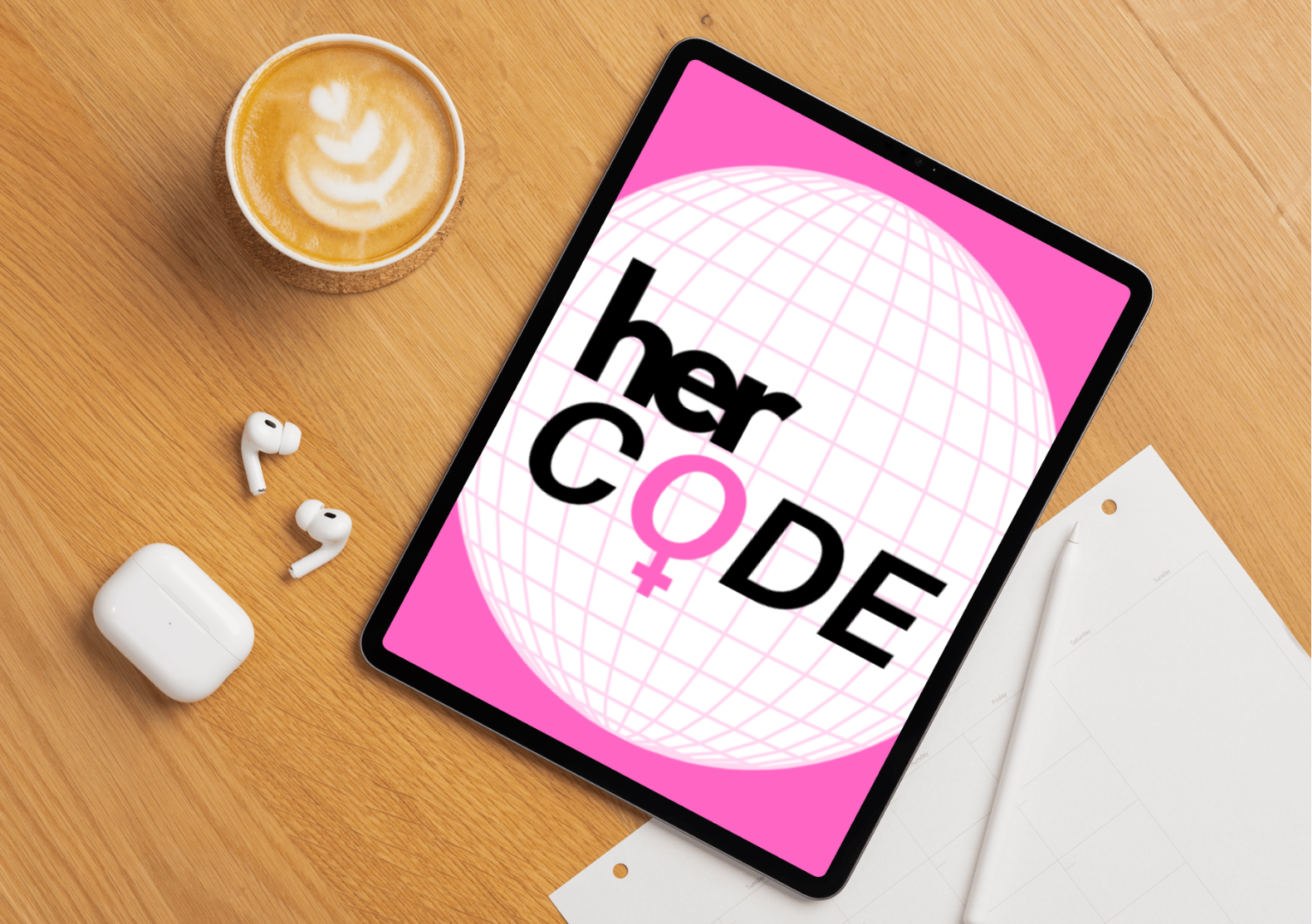 Her Code tablet mockup