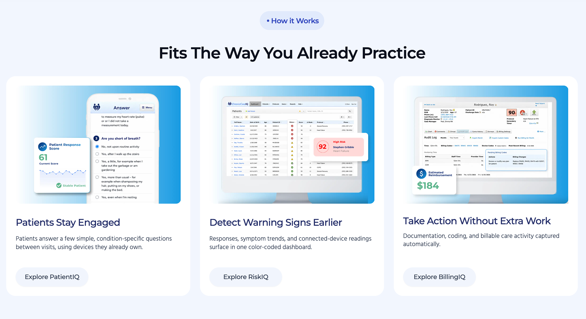 ChronicCareIQ physicians page how it works section
