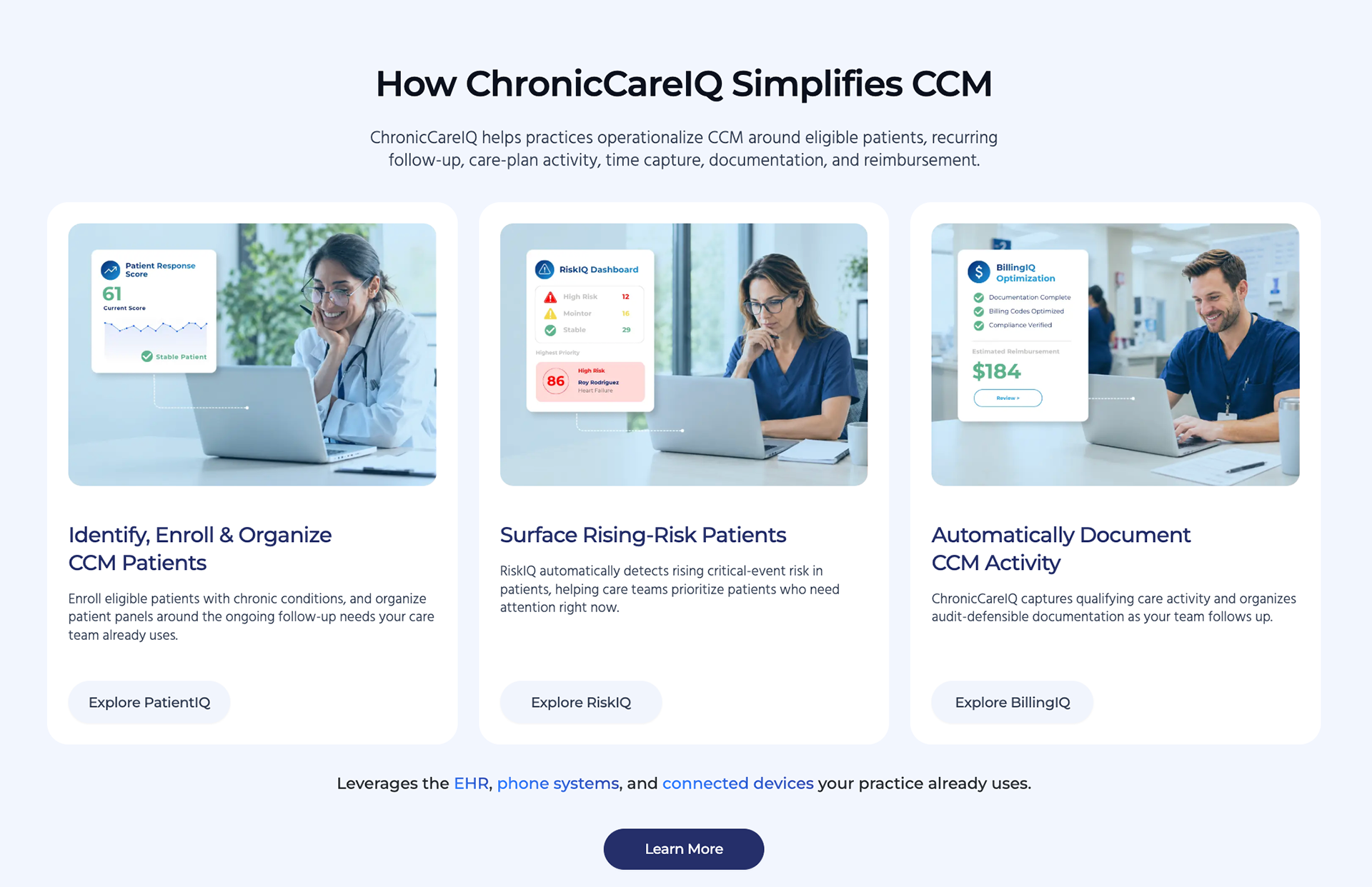 ChronicCareIQ Chronic Care Management page steps