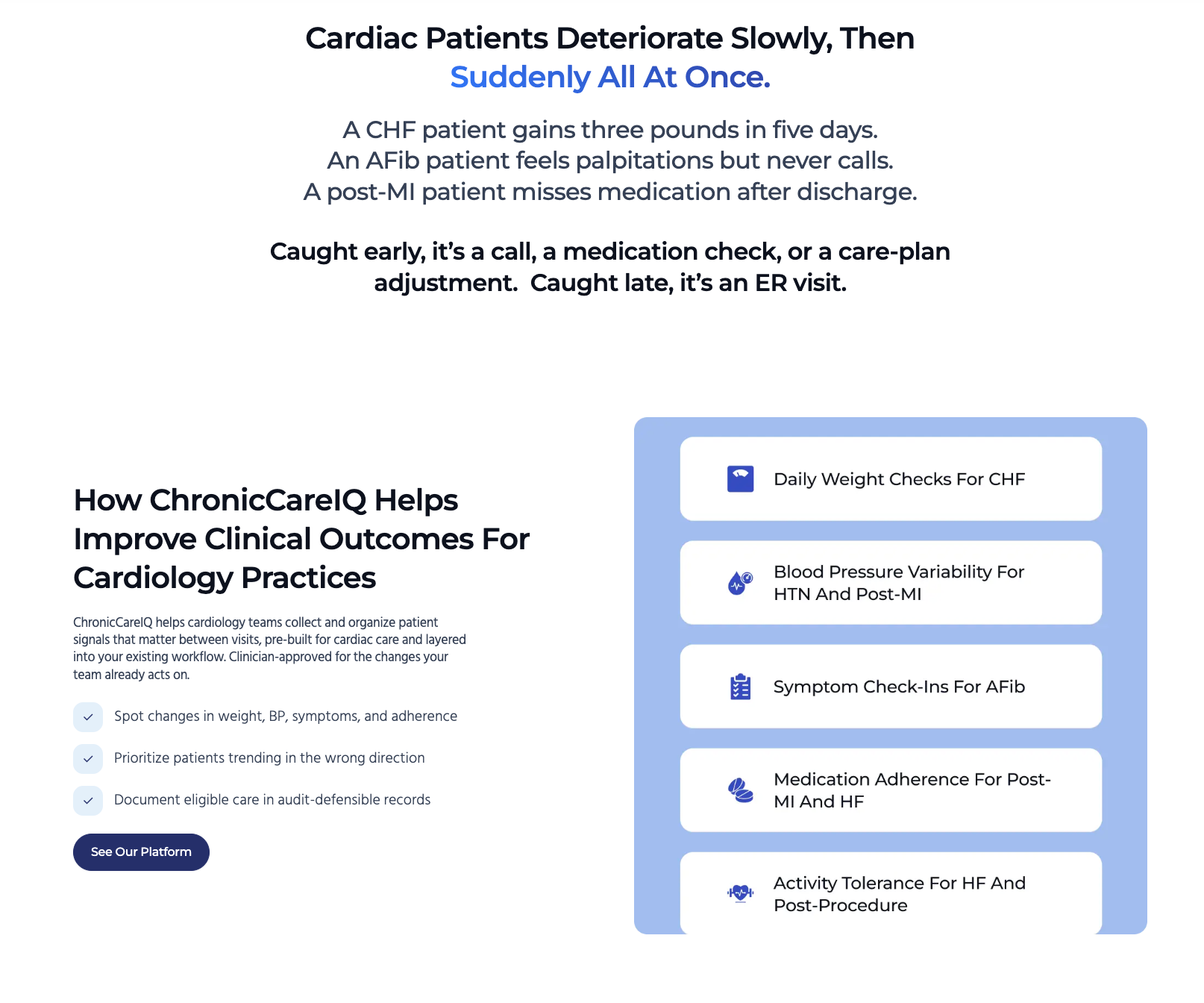 ChronicCareIQ cardiology page overview