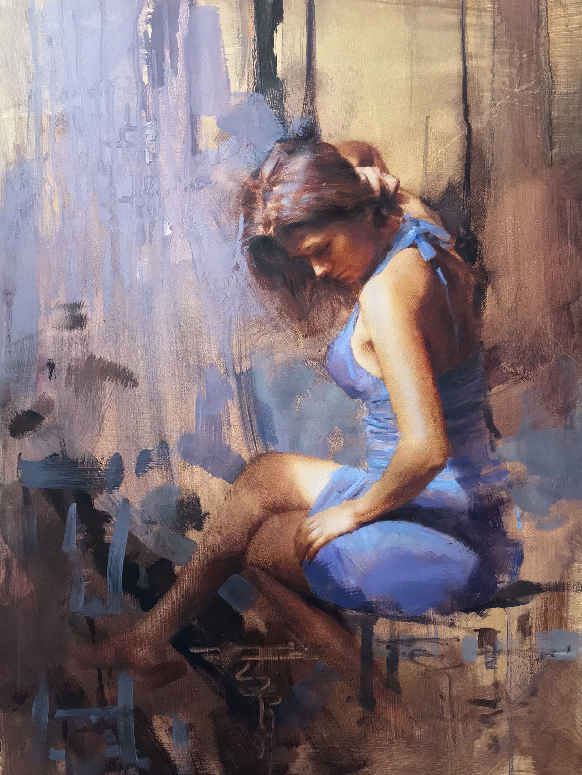 August and her silver sunshine, 35 x 45cm, oil on birch ply.