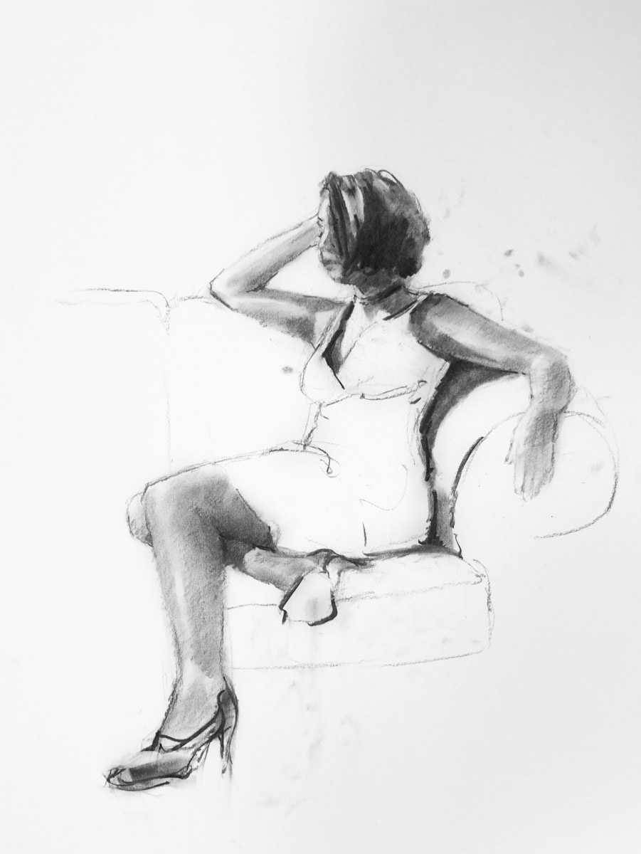 Snow flake, 46 x 60cm, charcoal.