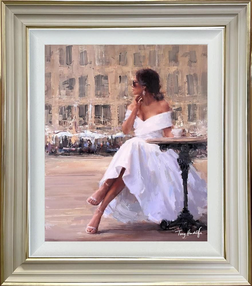 CAFÉ AU LAIT Limited Edition Studio Edition on Canvas Image Size 61 x 51 cm Overall Framed Size (including the frame) 86.2 x 76.2 cm Edition Size: 45 Reserved Ref: THE041 Studio Edition on canvas, capturing the figurative form. Unique brushmarks and palette knife strokes, helps build up each layer to form the final composition. Embellished with rich overpaints and texturing brushmark varnish.