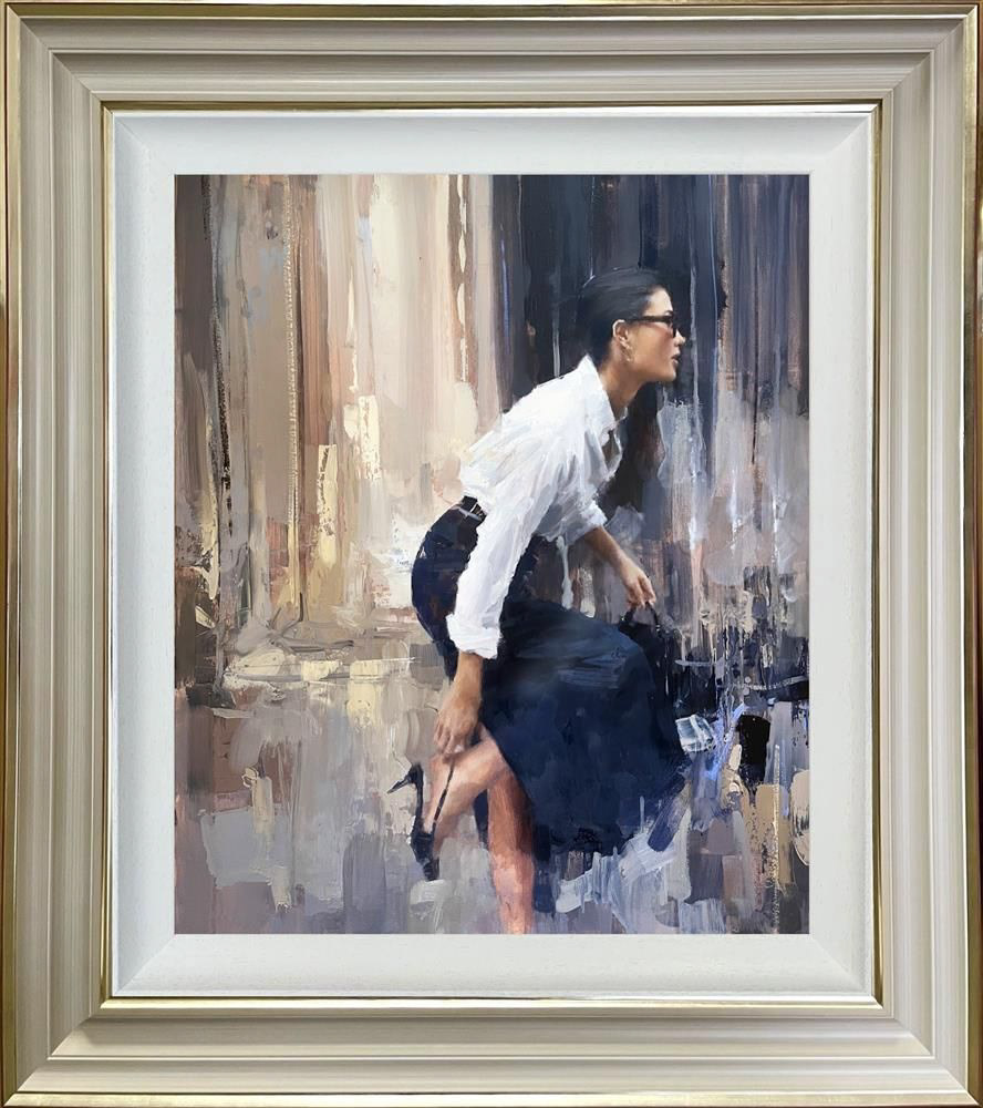 KISS CHASE Limited Edition Studio Edition on Canvas Image Size 61 x 51 cm Overall Framed Size (including the frame) 86.2 x 76.2 cm Edition Size: 45 Framed - £795.00 (inc VAT) Ref: THE046 Studio Edition on canvas, capturing the figurative form. Unique brushmarks and palette knife strokes, helps build up each layer to form the final composition. Embellished with rich overpaints and texturing brushmark varnish.