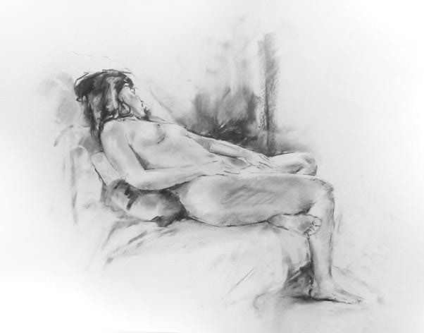 Sarah, 60 x 46cm, charcoal.