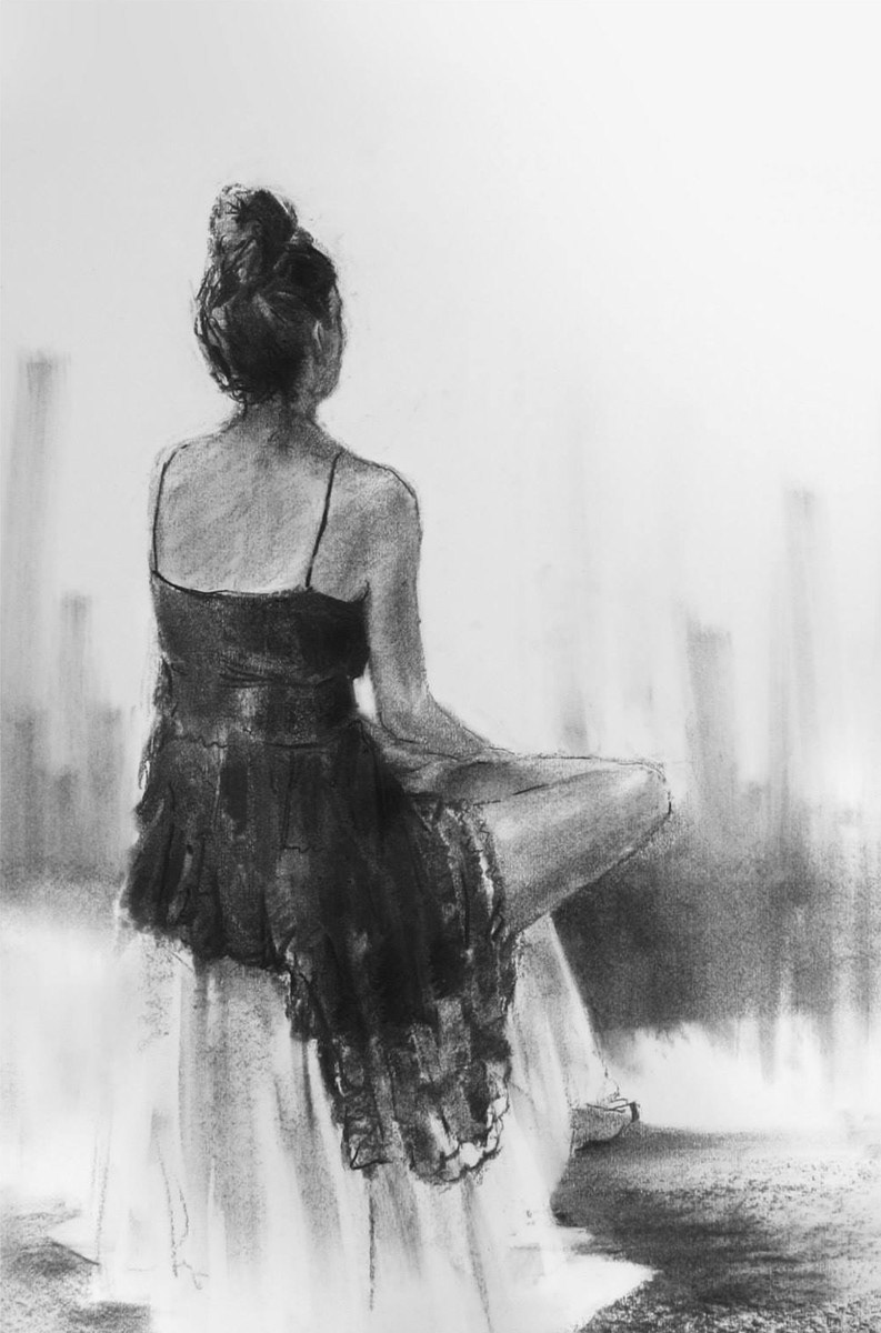 Russian lady, 40 x 60cm, charcoal.