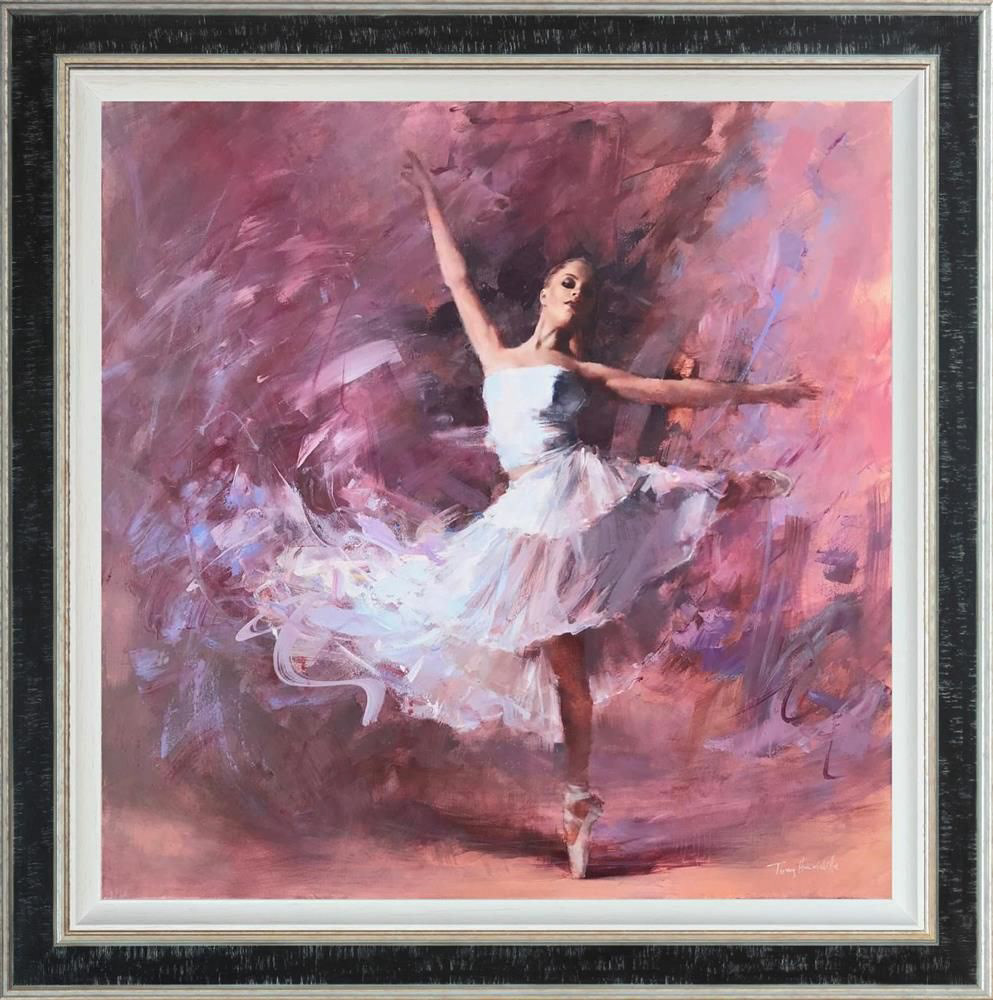 SYMPHONY Limited Edition Studio Edition on Canvas Image Size 101 x 101 x 10 cm Overall Framed Size (including the frame) 128 x 128 x 10 cm Edition Size: 45 Framed - £1,495.00 (inc VAT) Ref: THE016 Studio Edition on canvas, capturing the figurative form. Unique brushmarks and palette knife strokes, helps build up each layer to form the final composition. Embellished with rich overpaints and texturing brushmark varnish.