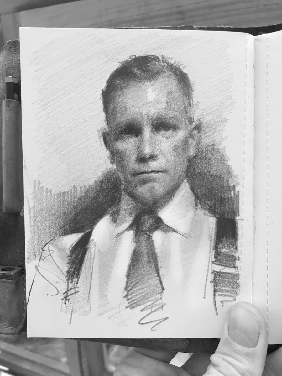 Self portrait, pencil.
