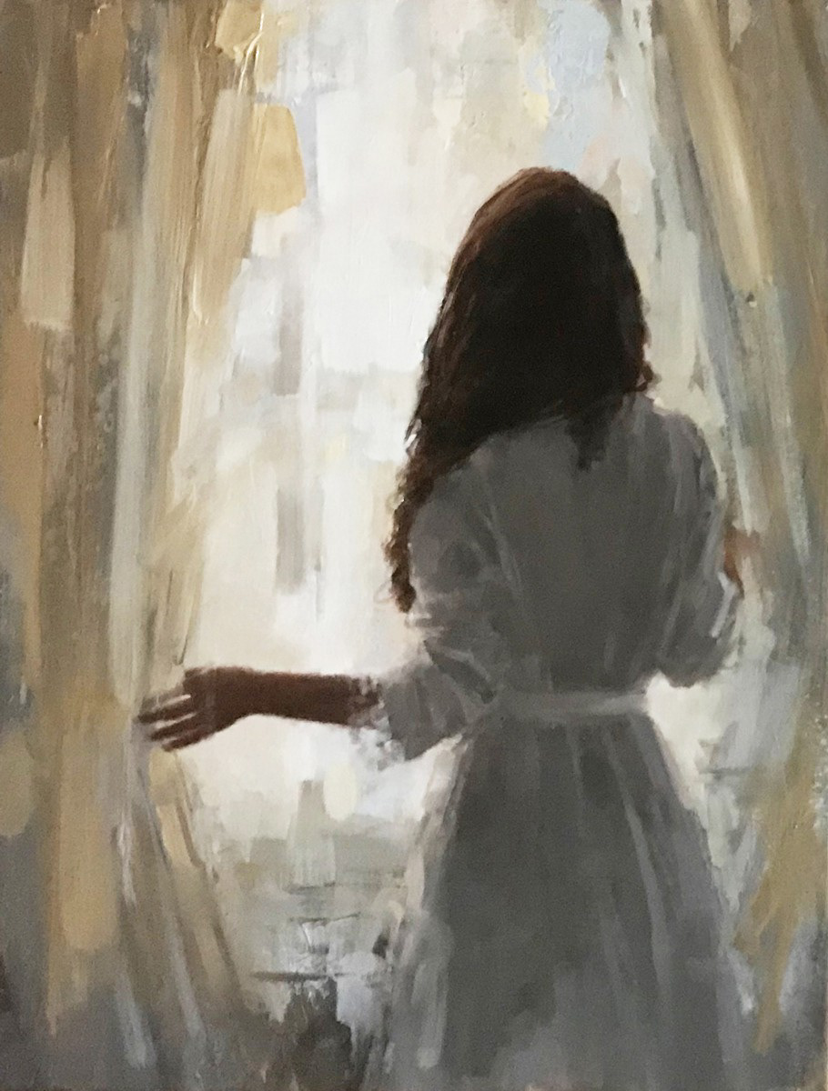The lace maker, 35 x 45cm, oil.