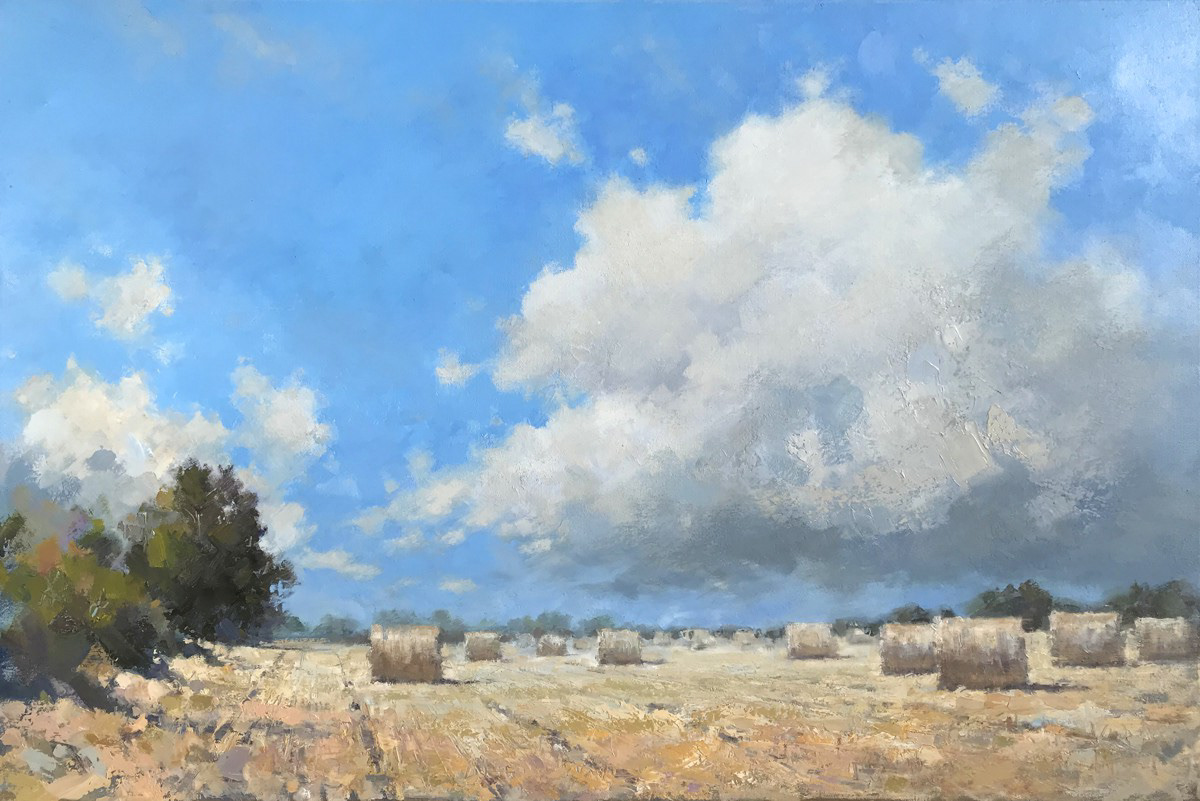 Afternoon bale field, 90 x 61cm.