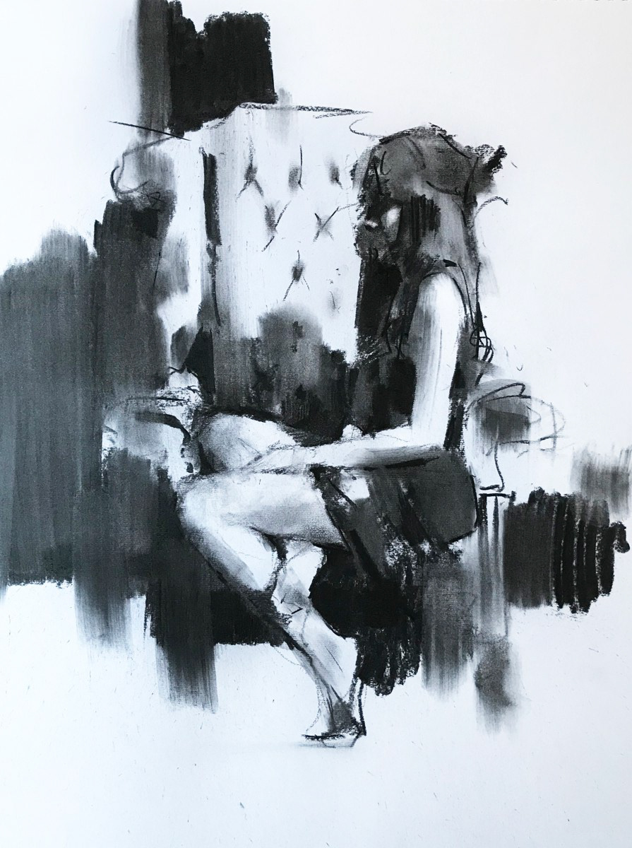 Rhiannon, 46 x 60cm, charcoal.