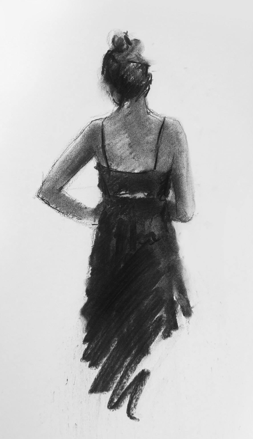 Russian lady, 38 x 60cm, charcoal.