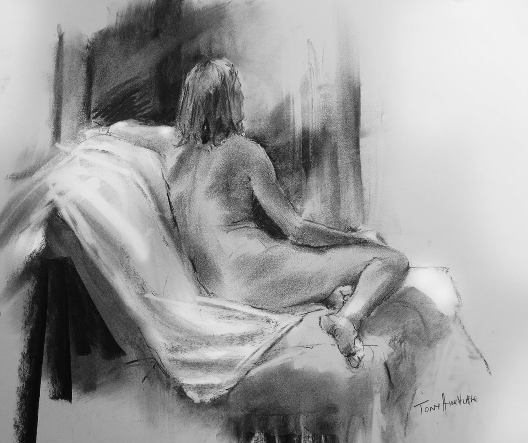 Ginny, 60 x 46cm, charcoal.