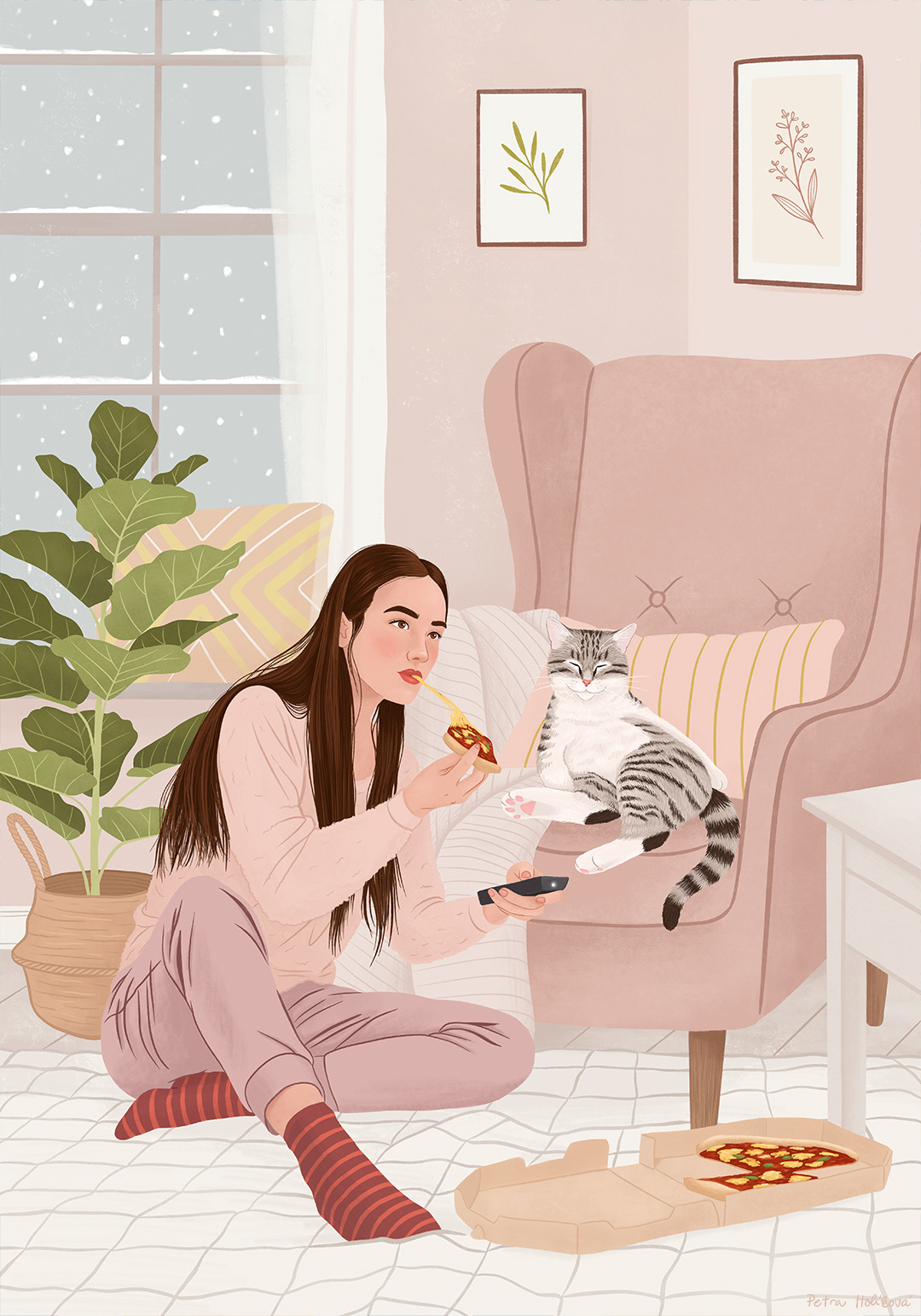 Pizza night - digital painting