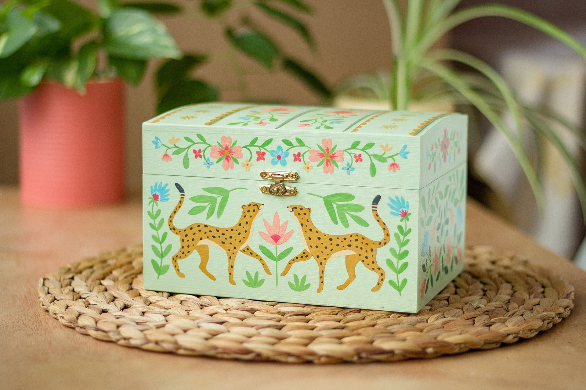 Hand painted wooden box