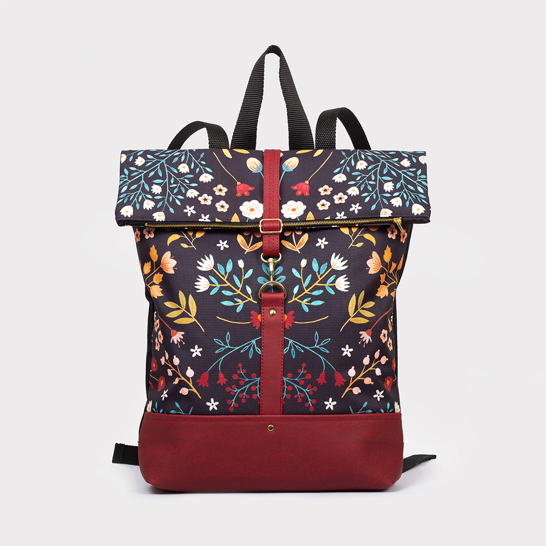 Handmade backpack with pattern