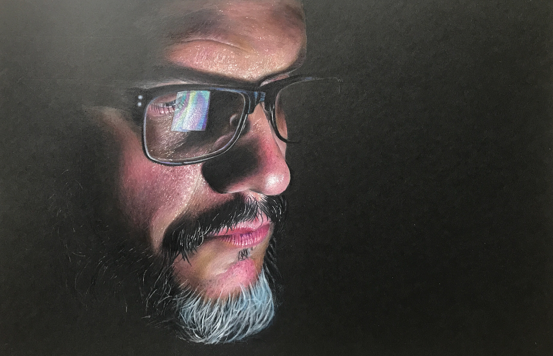 color pencil on black paper