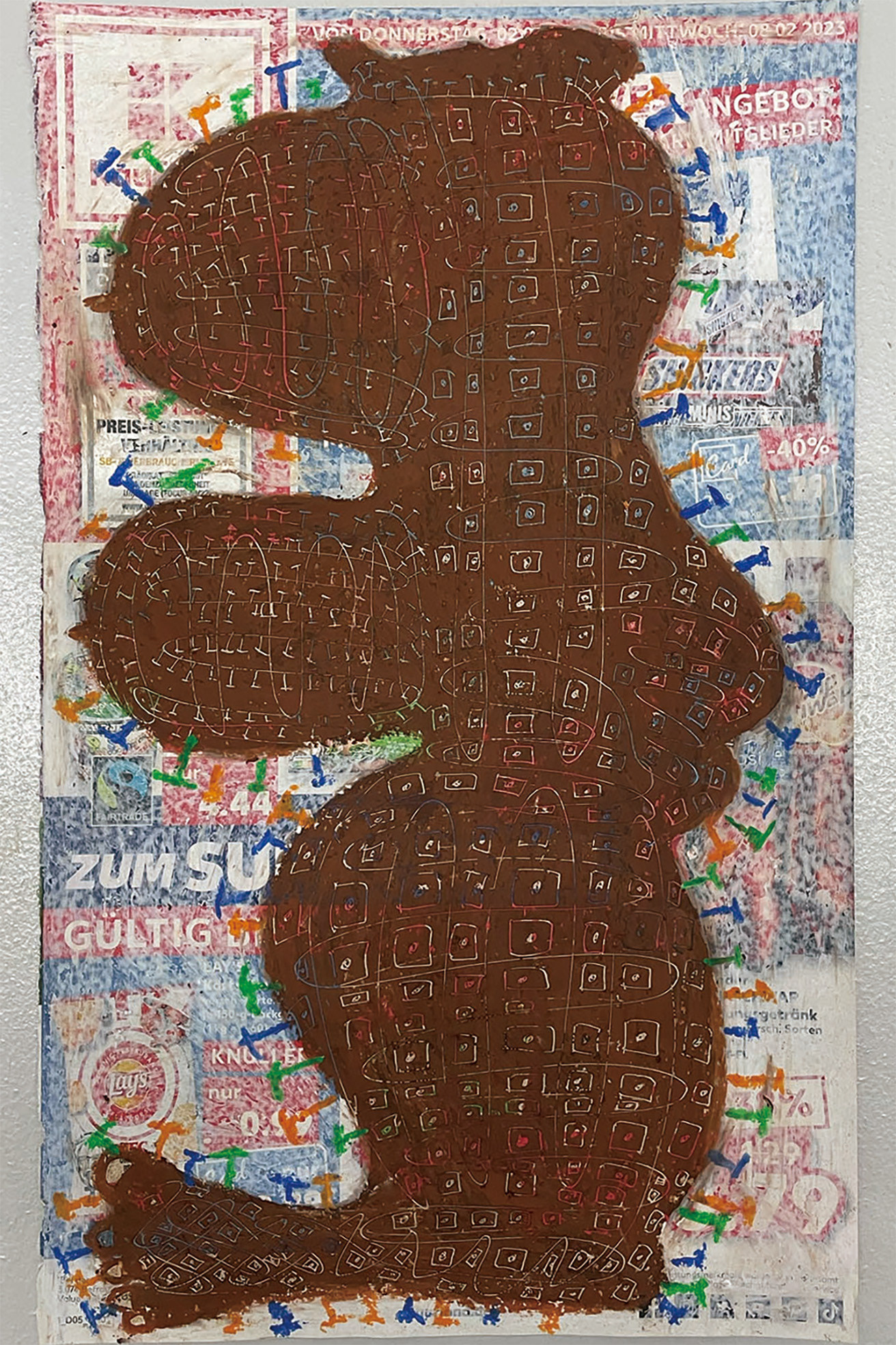 Oil pastel on advertising paper /2024
