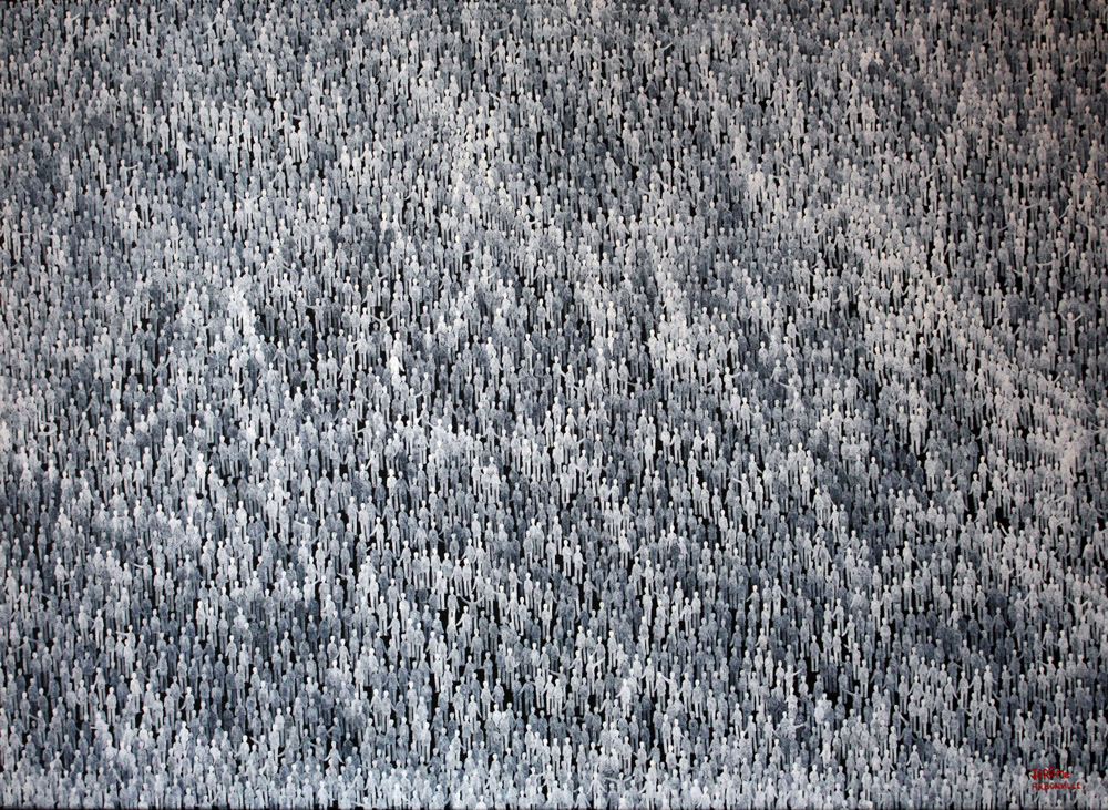 Foule blanche - 80 x 60 cm