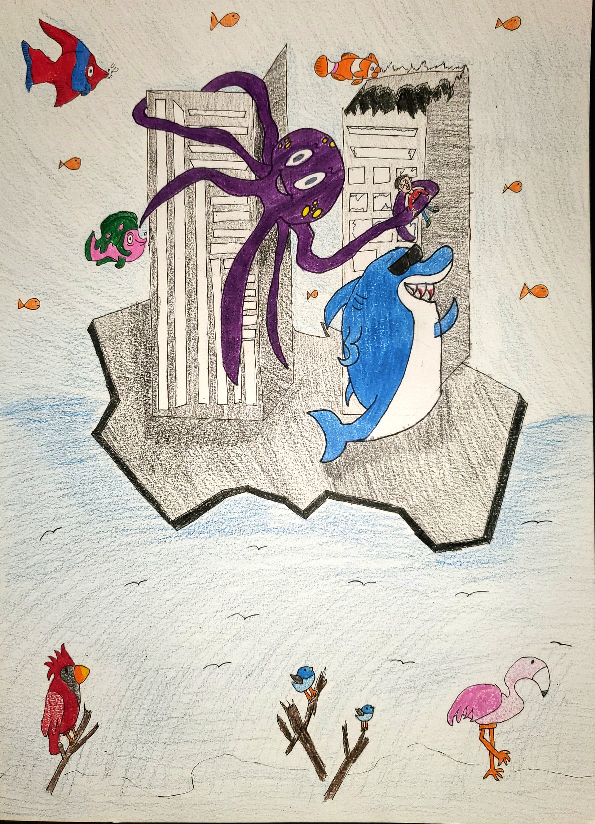 Gabriel Davis: "Lost in the Ocean" Drawing