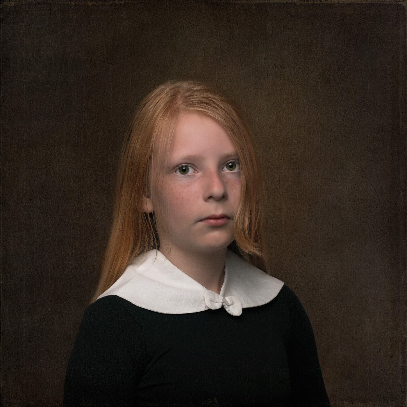 Girl with hand stitched collar