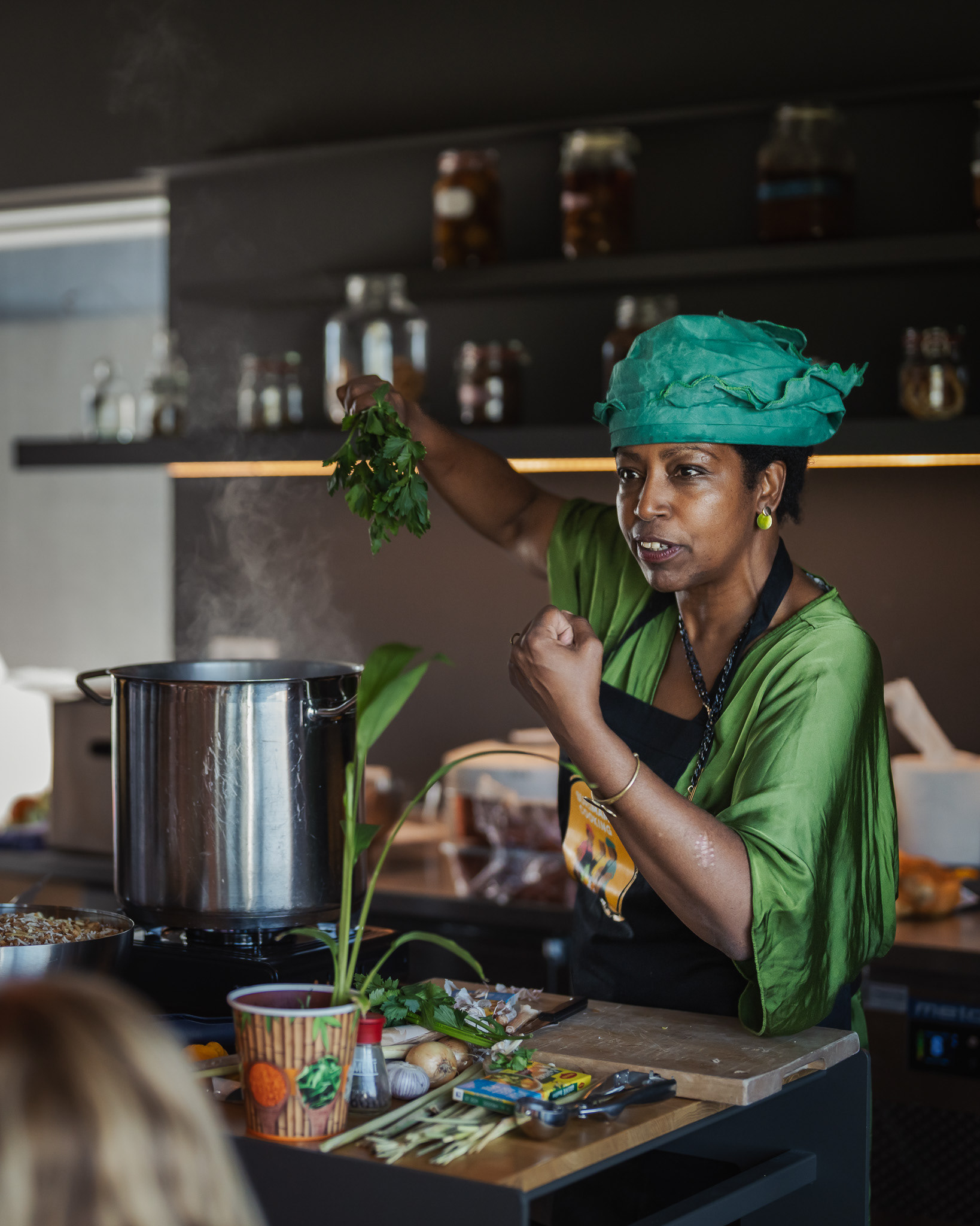 Chef cooking surinamese cuisine
