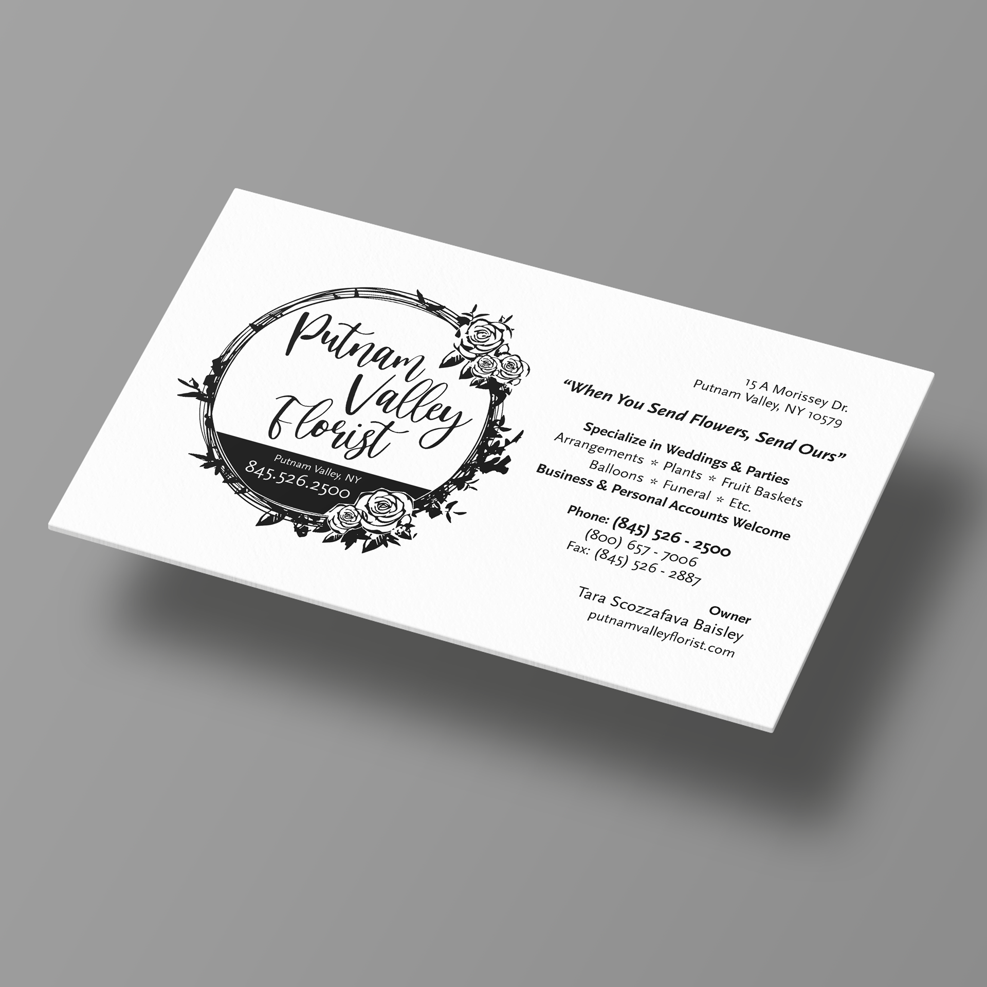 PV Florist single-faced business card