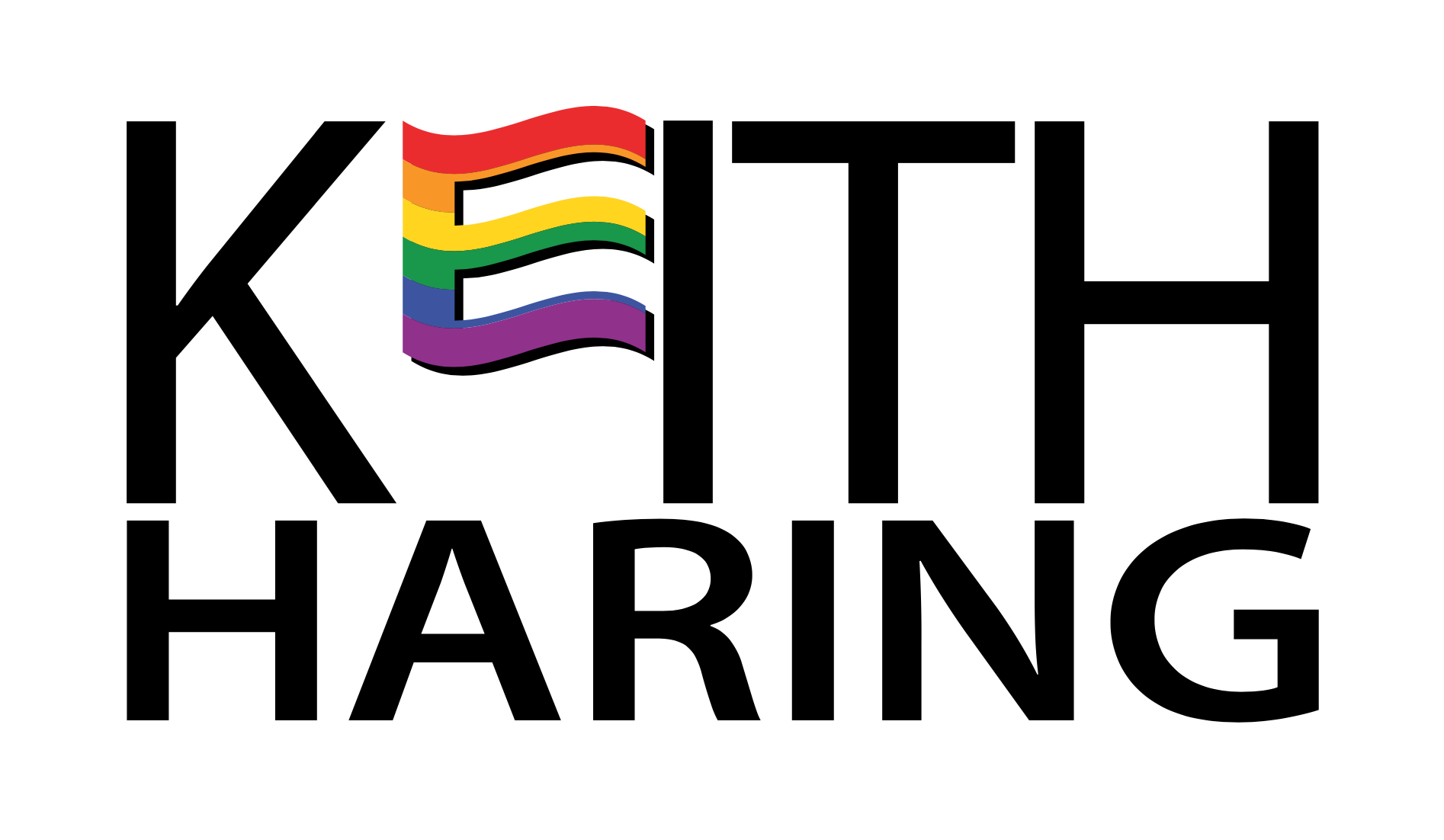 Combination - Keith Haring was an openly gay man and many of his works reflected aspects of sexuality and advocation for safe sex. This design is structured so his first name is a bit larger and above his last name to emphasize the 'E' in 'KEITH', as it's been distorted a bit to resemble the Pride flag waving from the "pole" (the letter 'I').