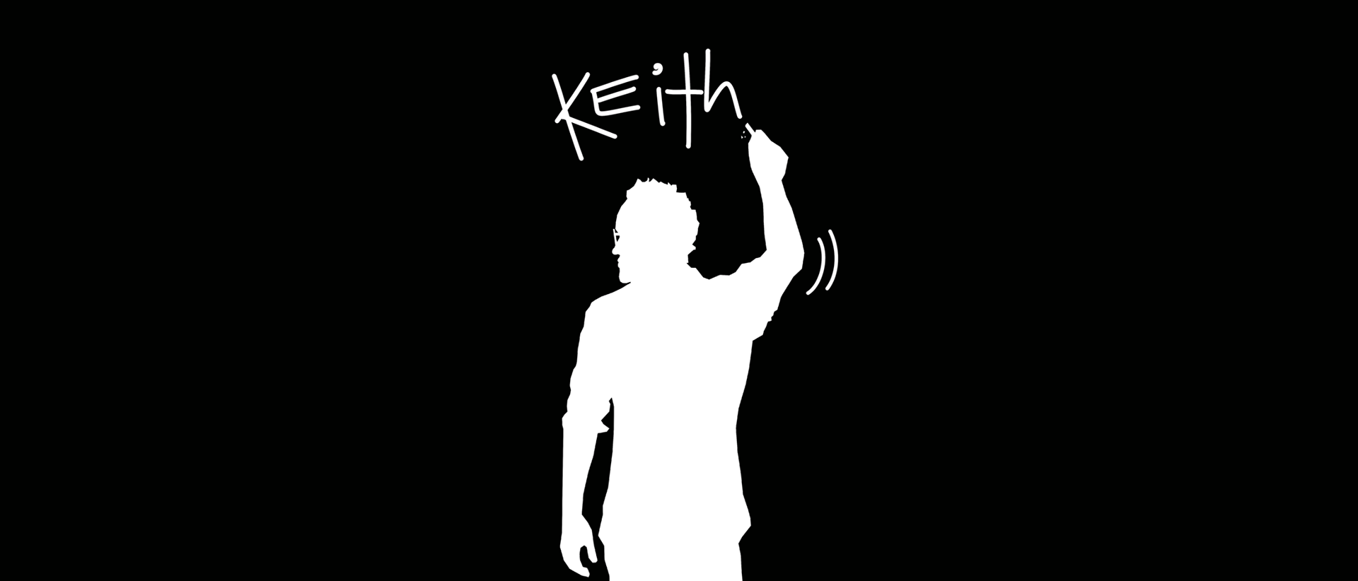 Imagery - Keith Haring's first public "installments" were actually large (illegally drawn) chalk sketches on black, empty coverings intended to display ads in NYC's subway stations. He'd have to draw each one rather quickly, hence in this design, his gaze straying from his work to just check behind him/lookout for authorities, etc. He didn't really sign his subway drawings, but he's signing his name here because Haring's said in interviews that whenever he was caught, he'd sometimes get arrested, and sometimes they'd just want an autograph. The lines around his elbow imply movement, as many of his doodles feature similar, gestural lines.