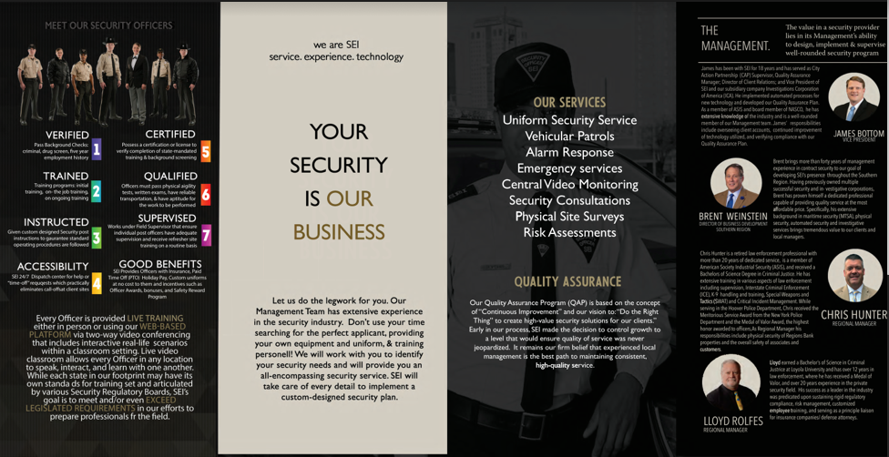 Corporate Print Brochure Design-- original photo composition (left) with corporate leadership bios