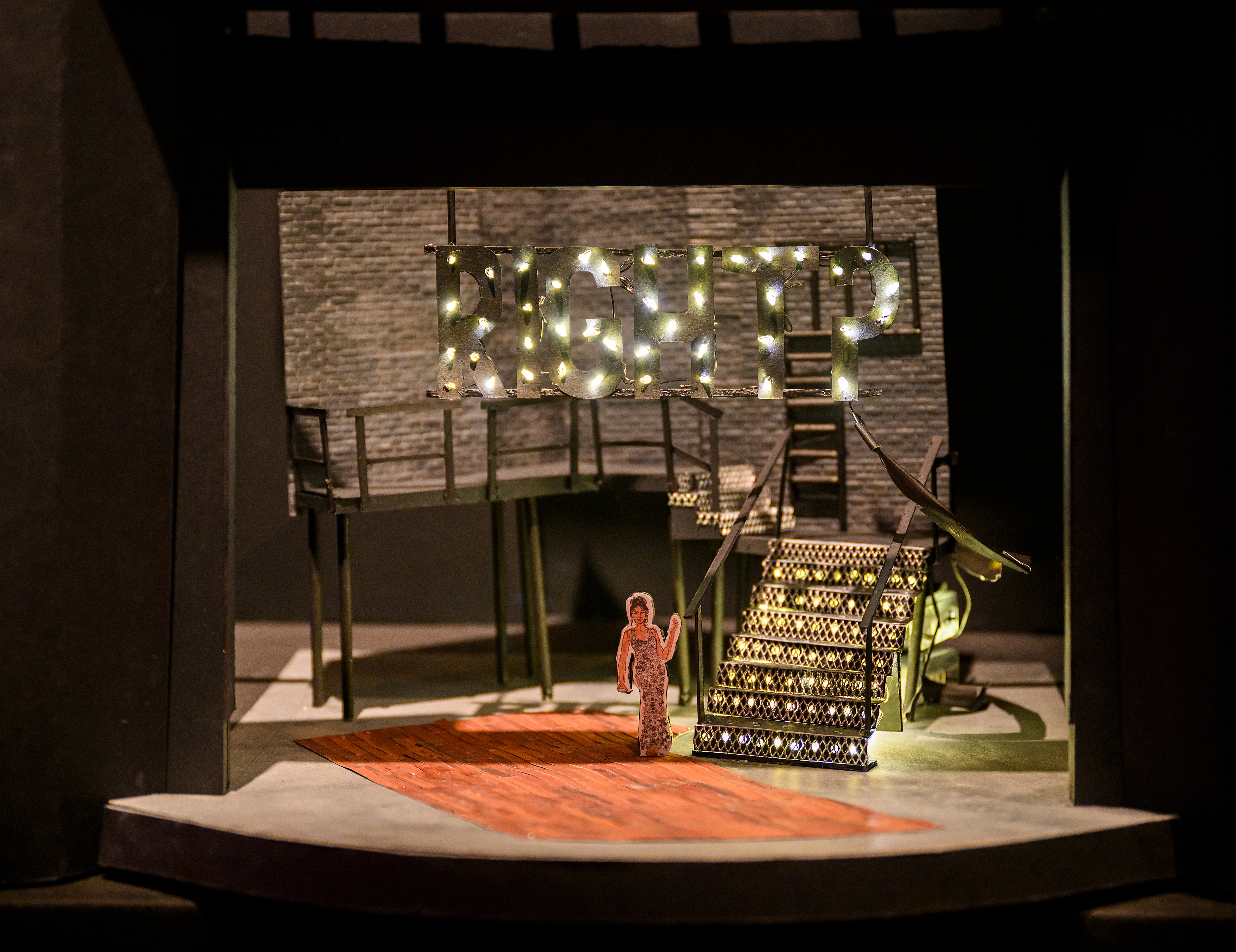 1:25 scale model box from Tayla's set design for 'Merrily We Roll Along'.