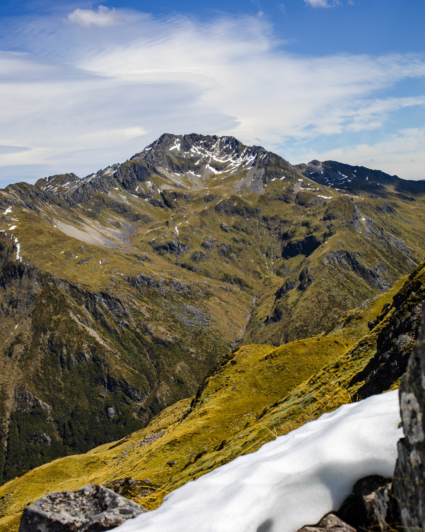 This is what summer on Lewis Tops looks like, still cold enough for snow!